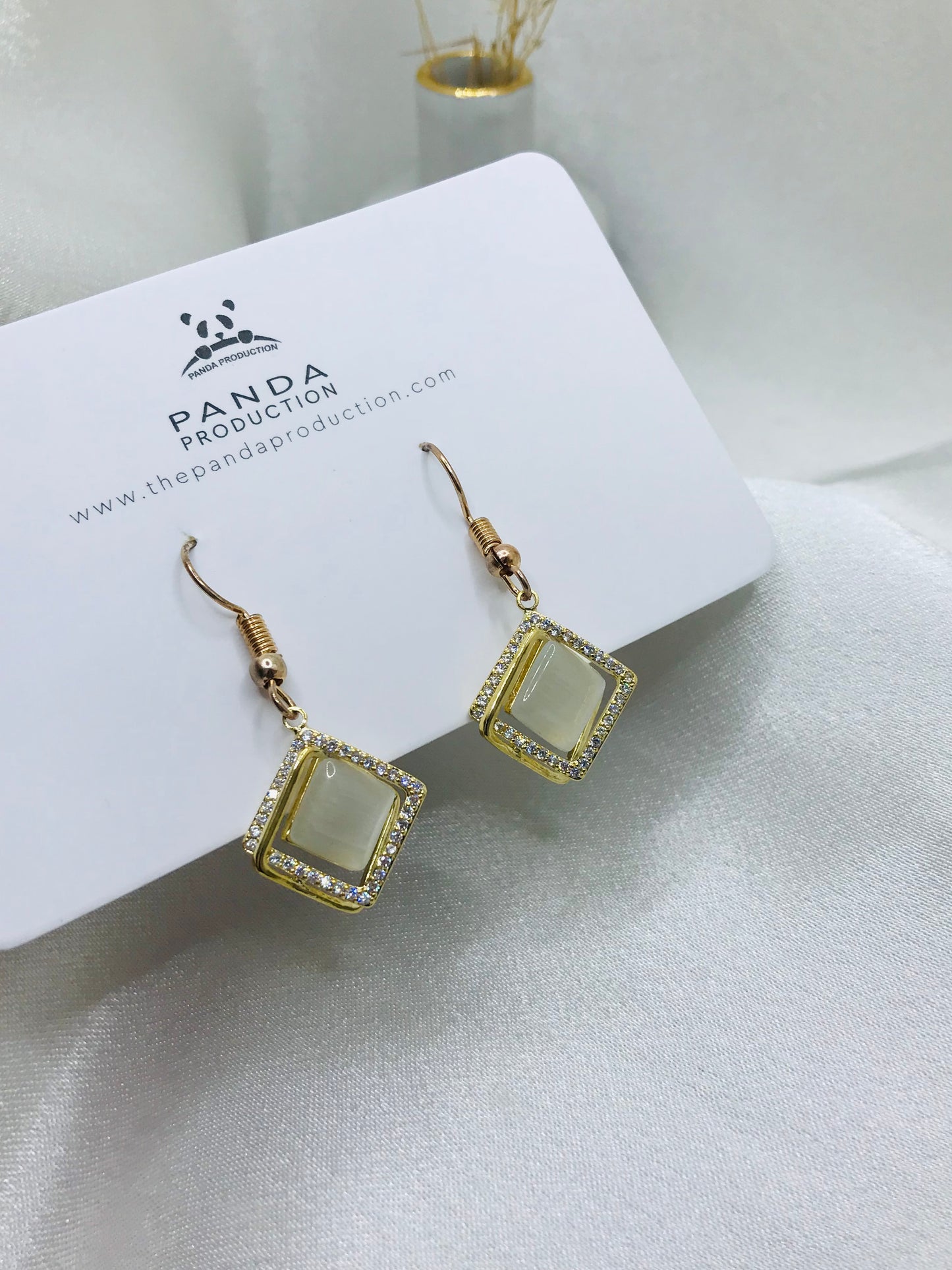 Geometric Square Stone Earrings