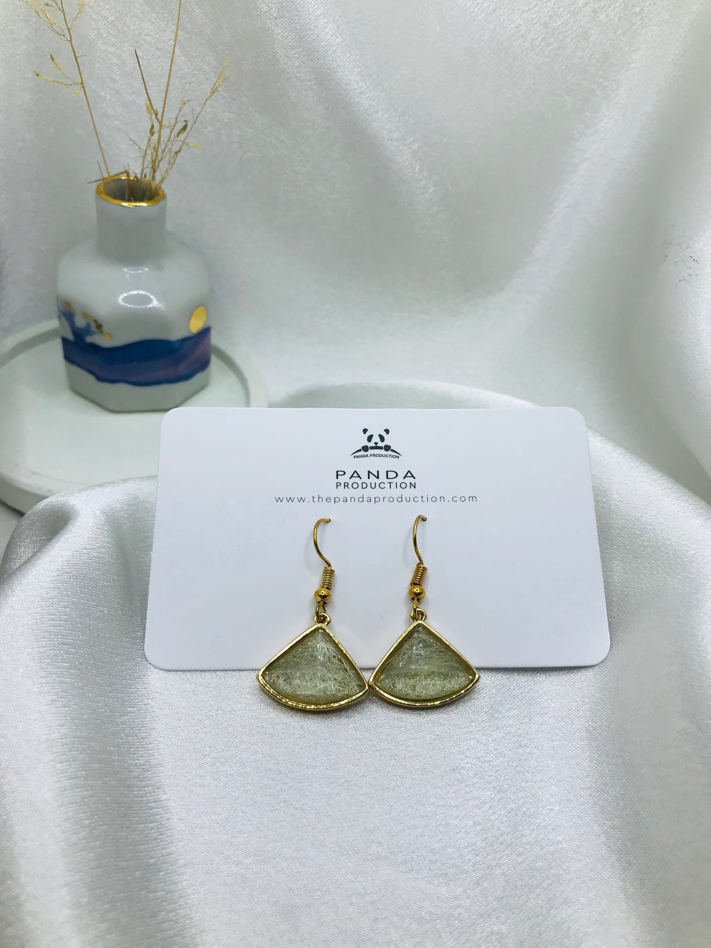 Fan-Shaped Resin Drop Earrings