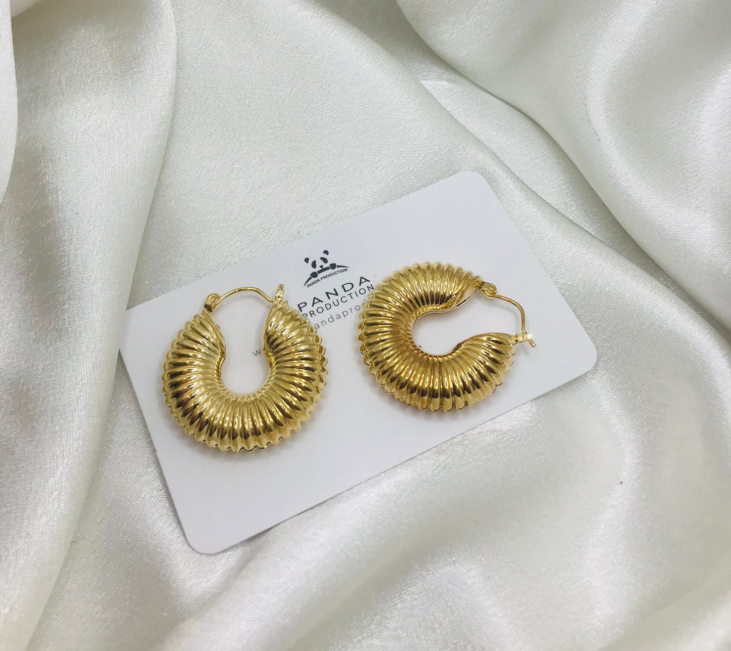 Corrugated Gold Hoop Earrings
