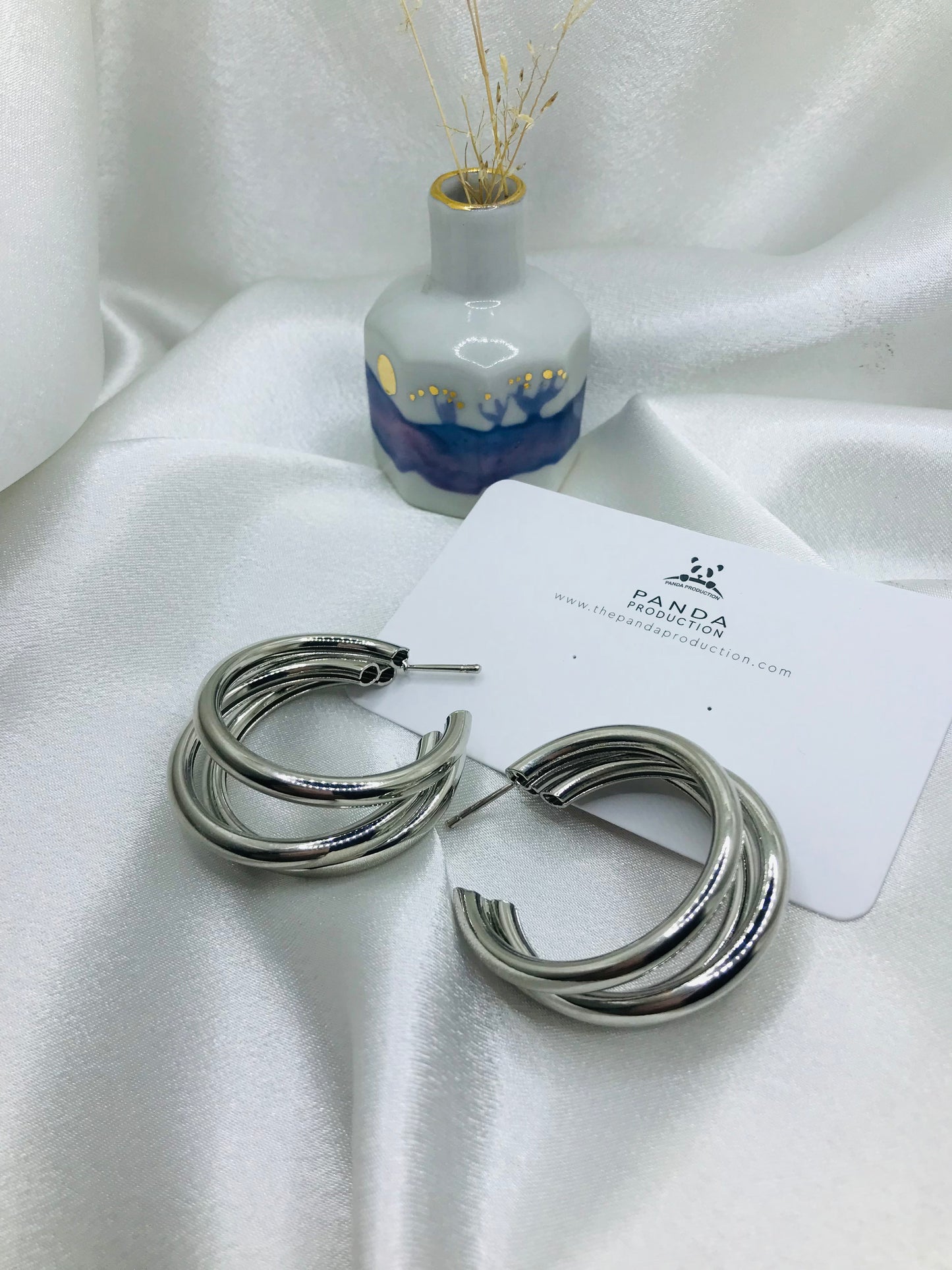 Silver Triple Hoop Earrings
