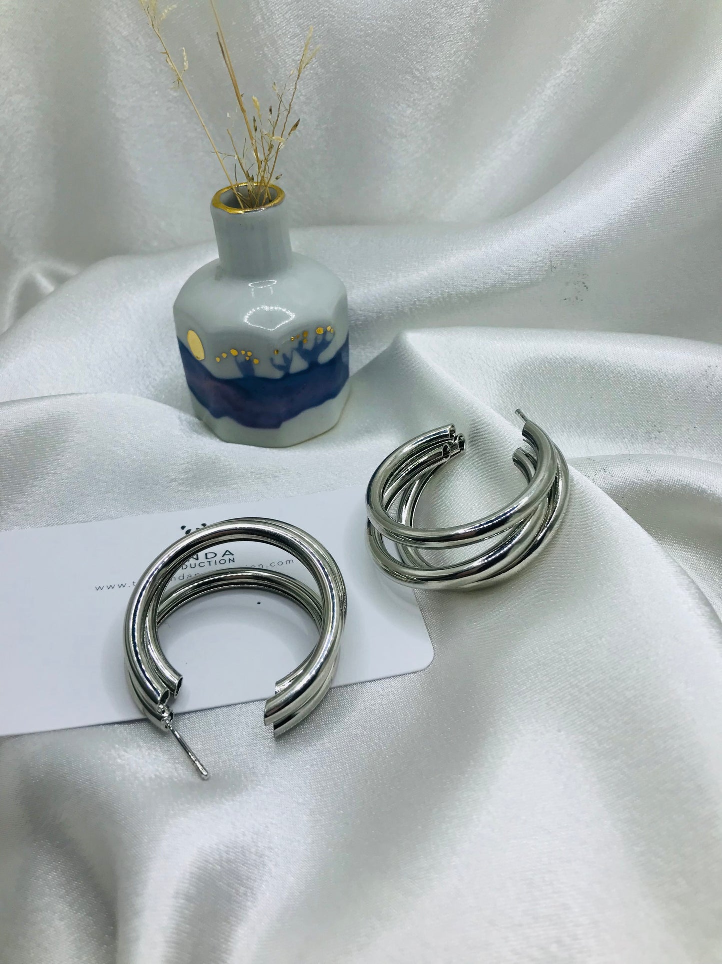 Silver Triple Hoop Earrings