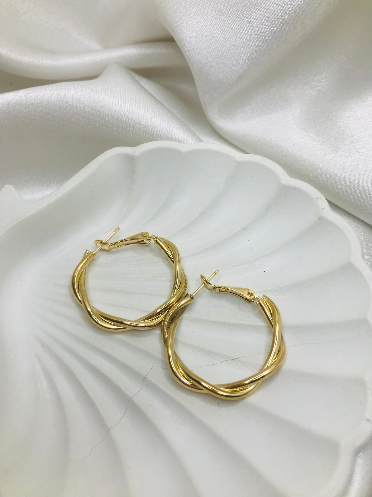 Twisted Gold Hoop Earrings