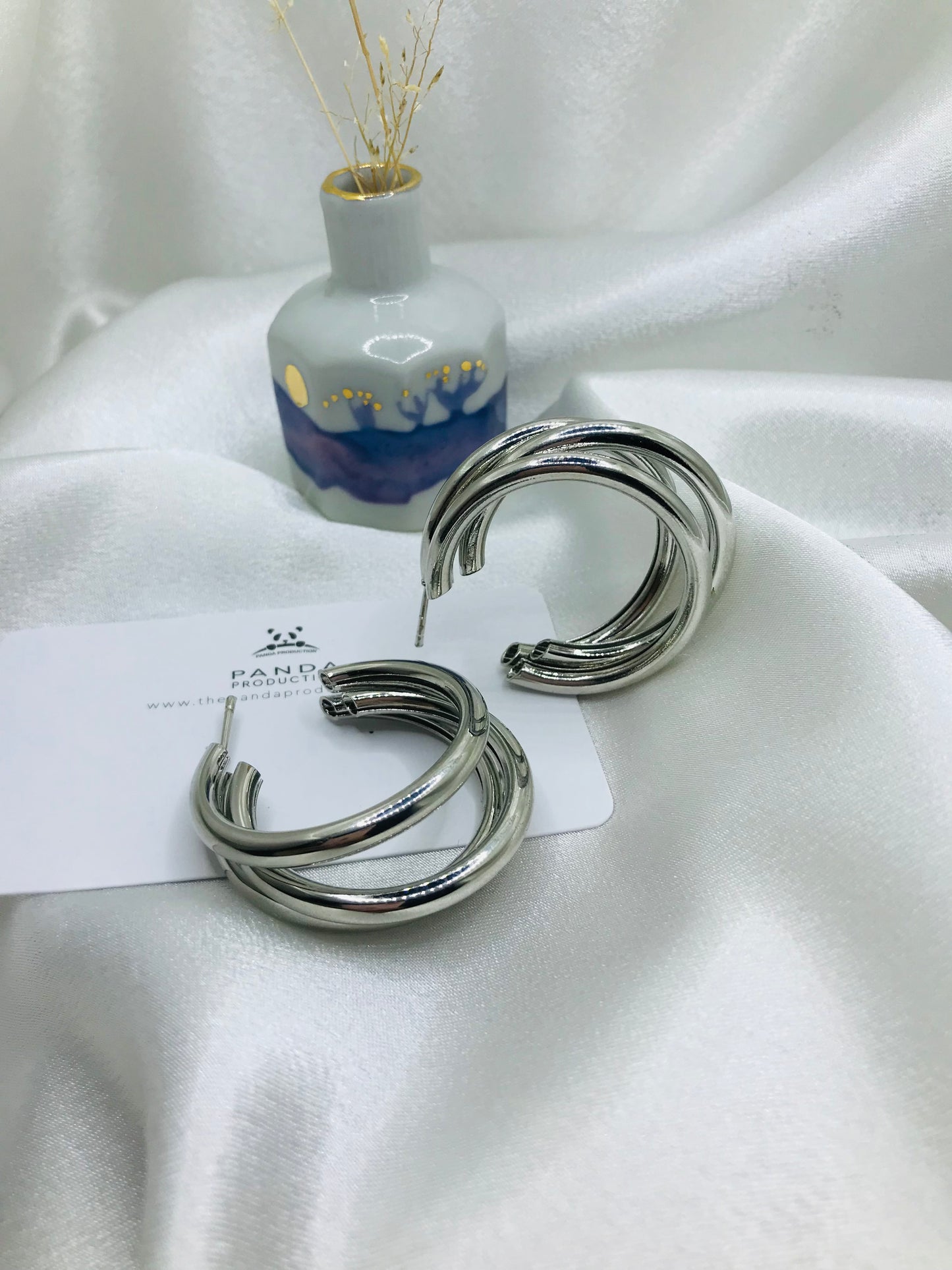 Silver Triple Hoop Earrings