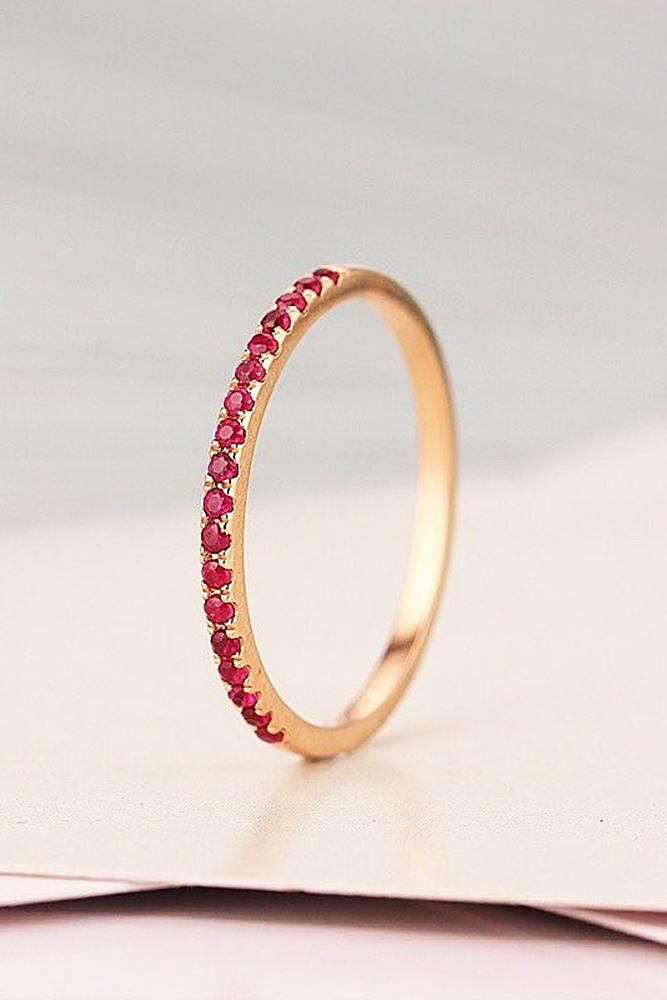 Silver Eternity Rings with Colored Gemstones