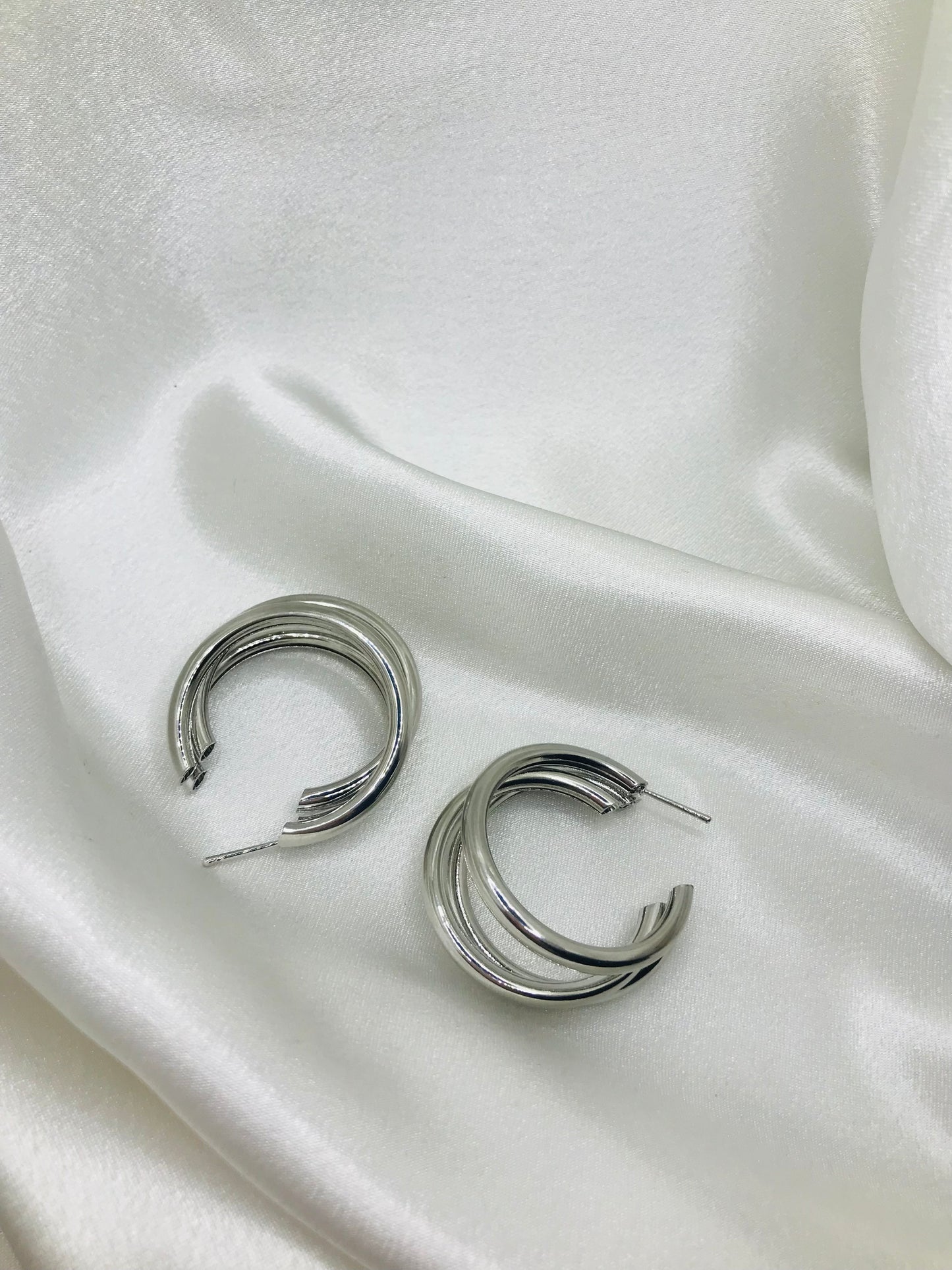 Silver Triple Hoop Earrings