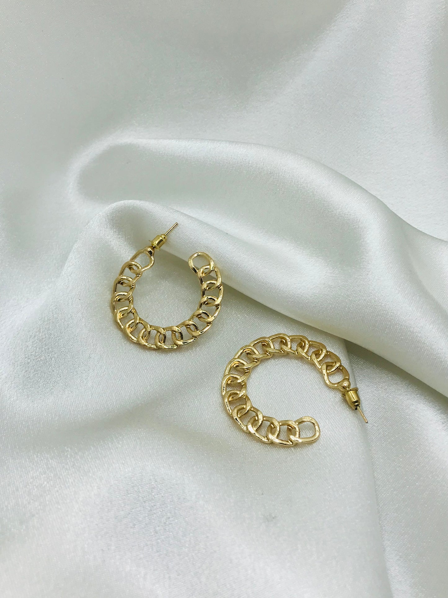 Gold Chain Link Hoop Earrings