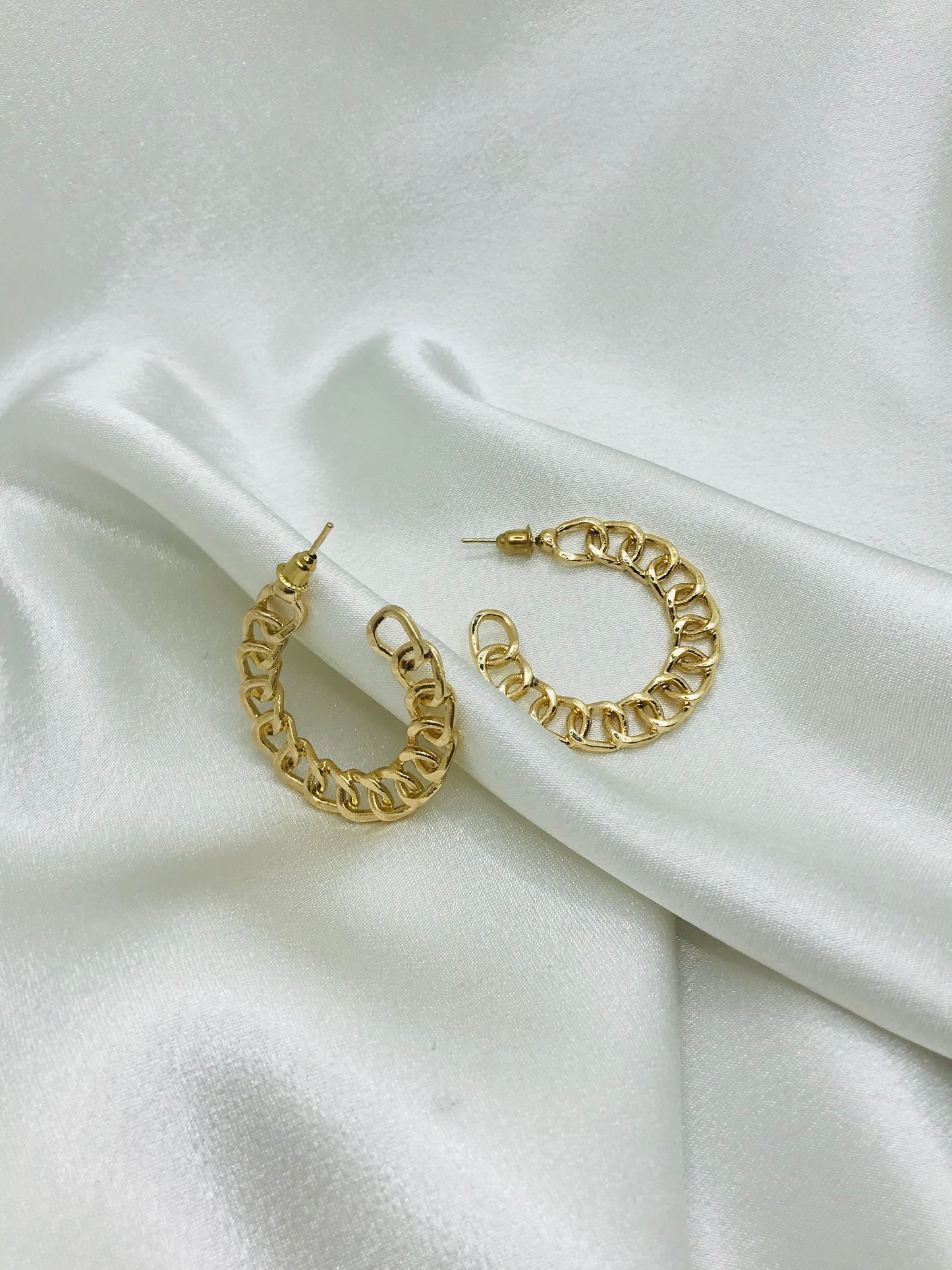 Gold Chain Link Hoop Earrings