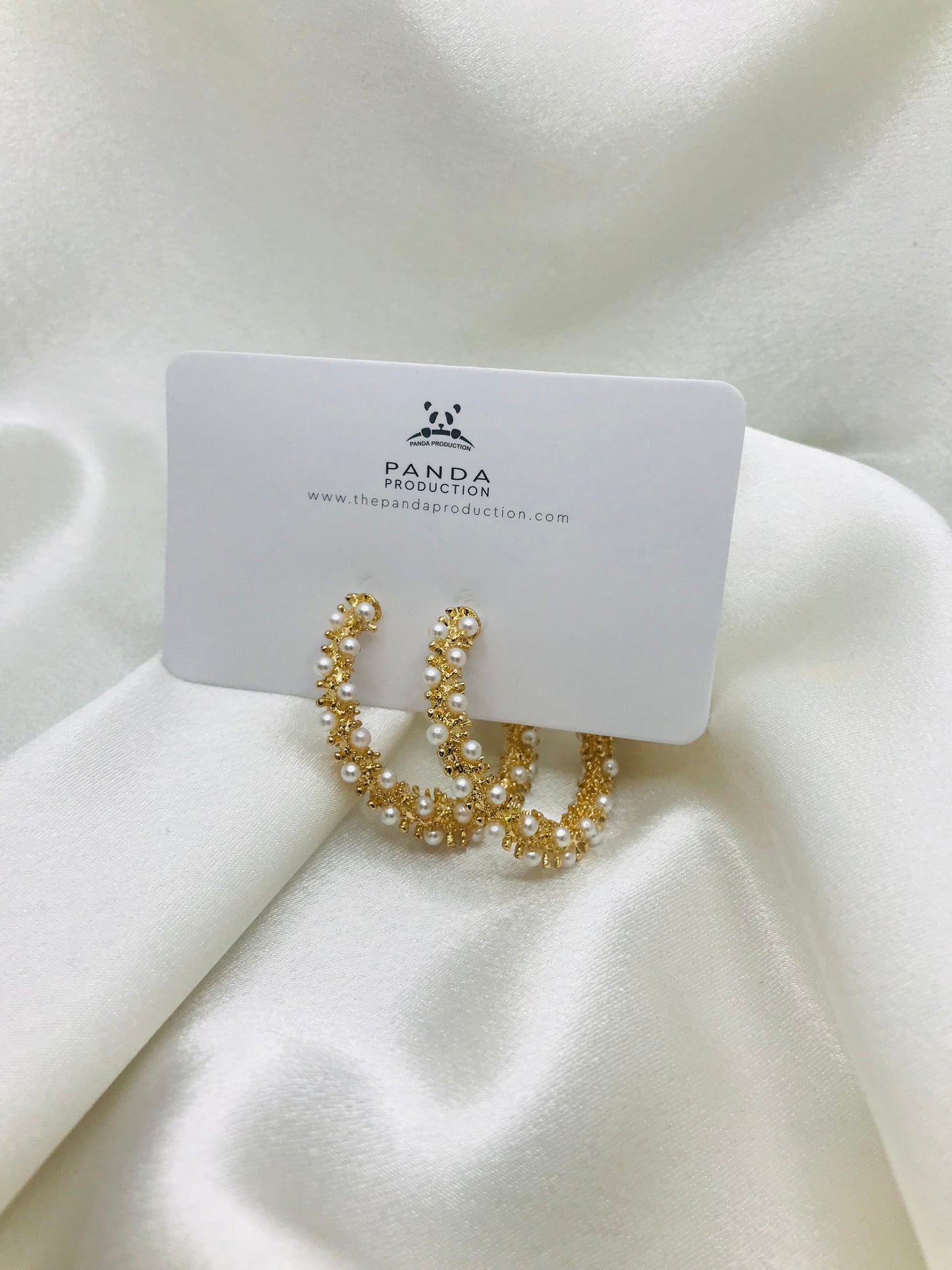 Pearl Embellished Gold Hoops