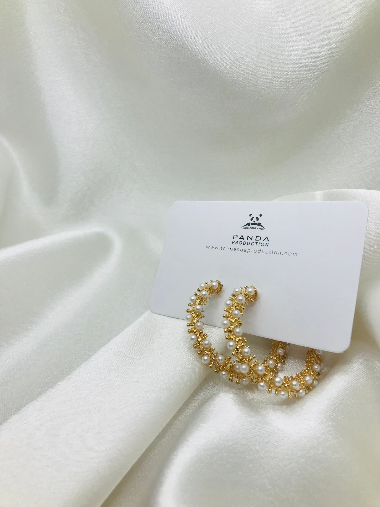 Pearl Embellished Gold Hoops