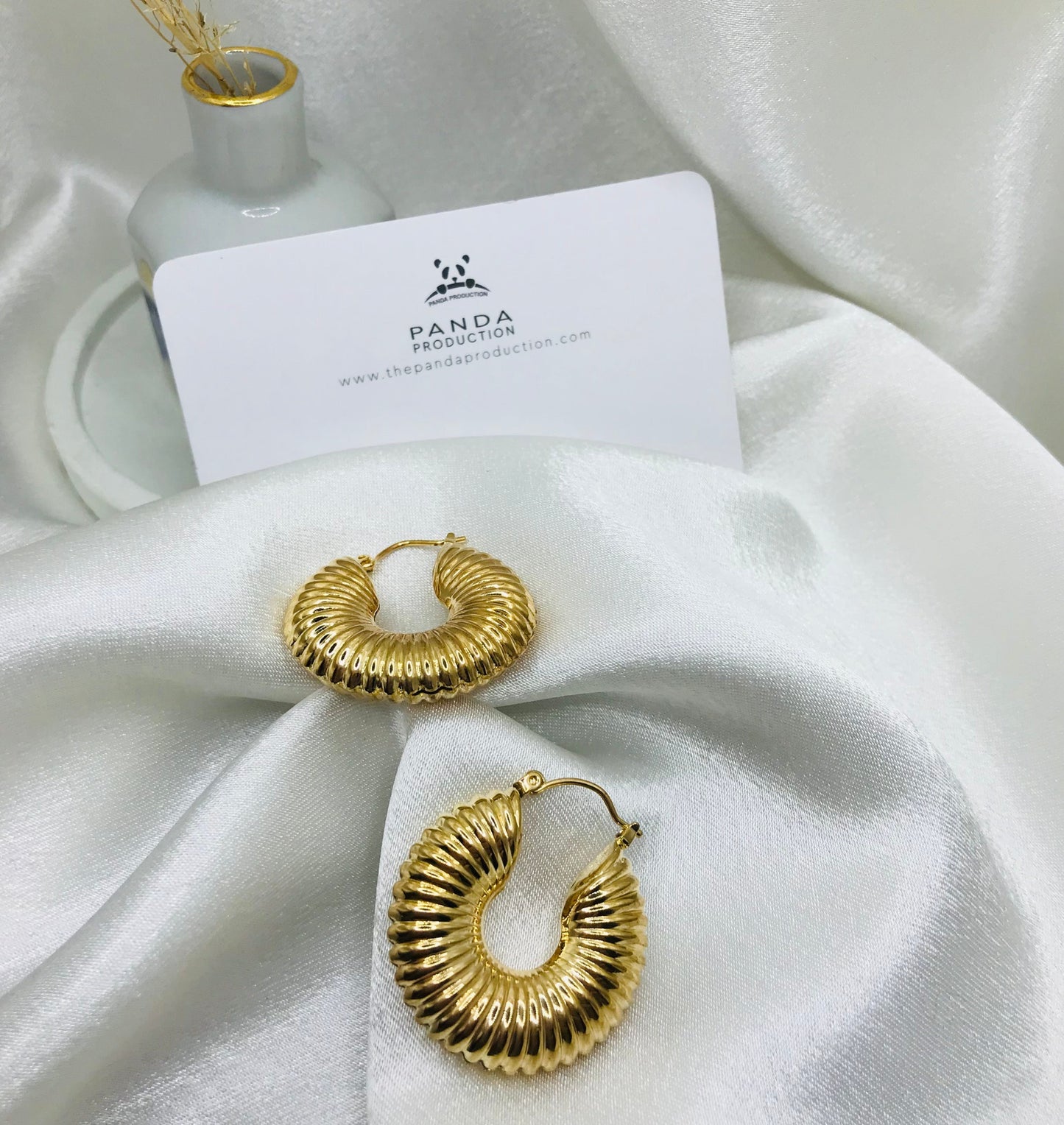 Corrugated Gold Hoop Earrings