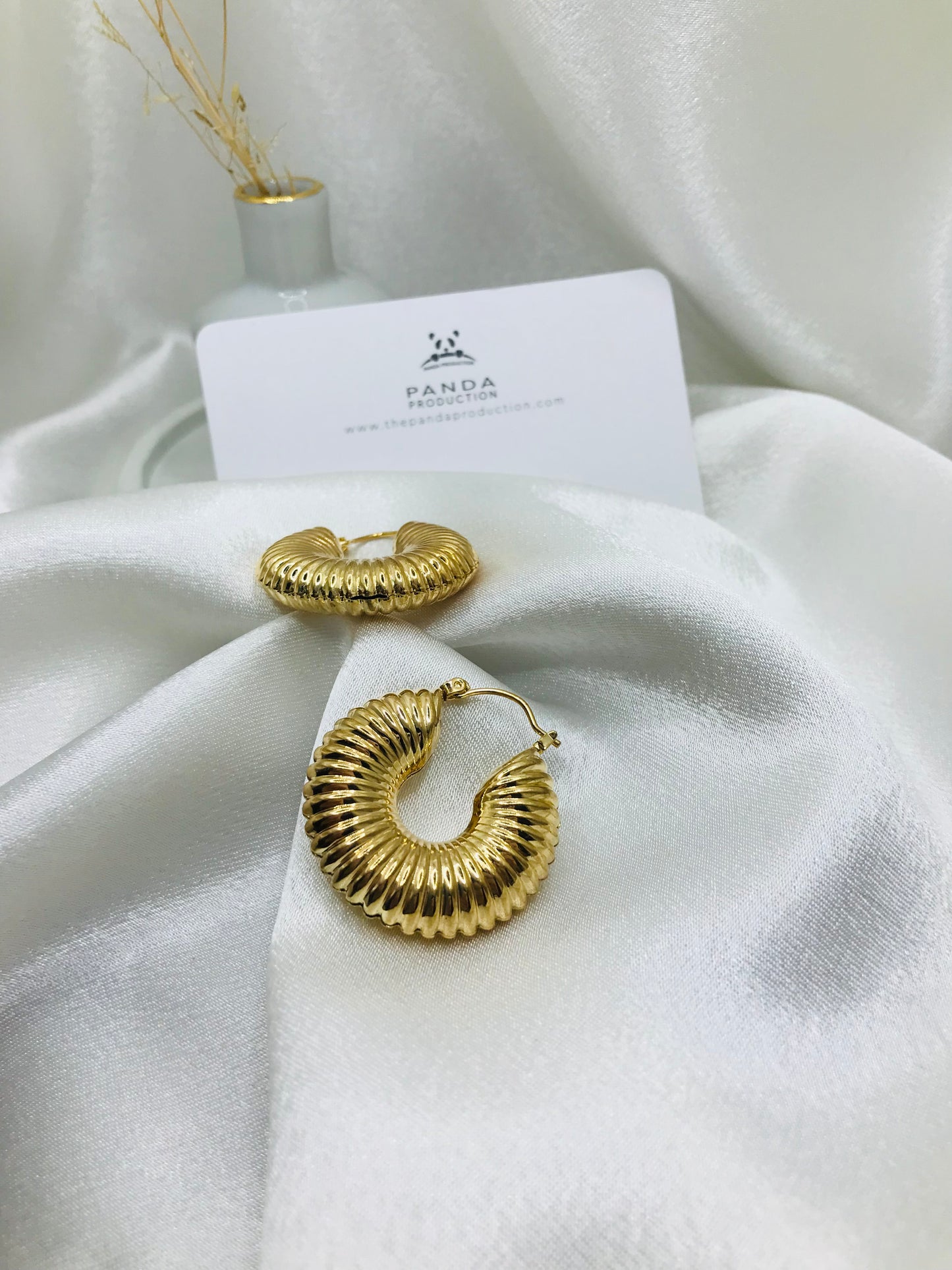 Corrugated Gold Hoop Earrings