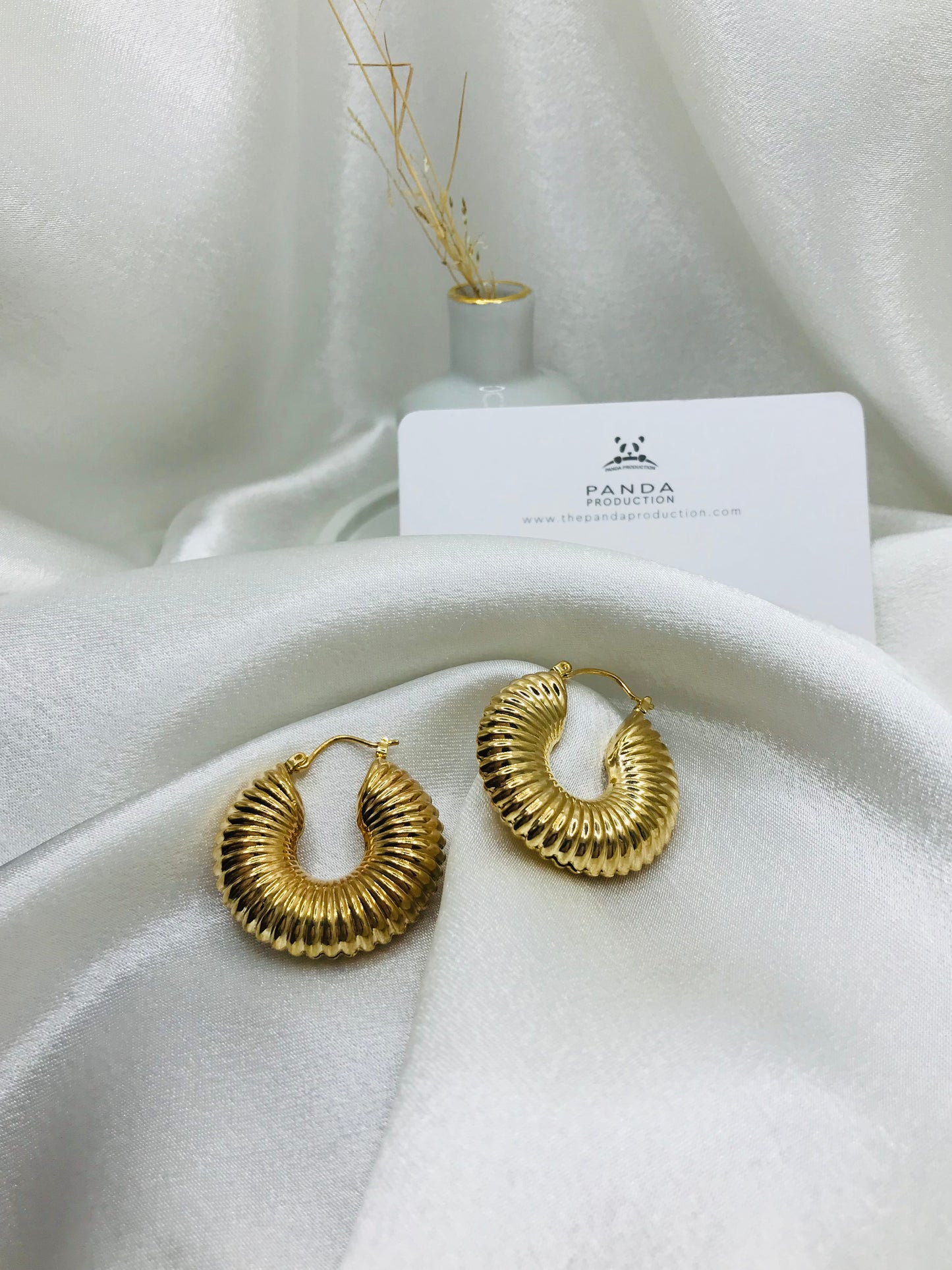 Corrugated Gold Hoop Earrings