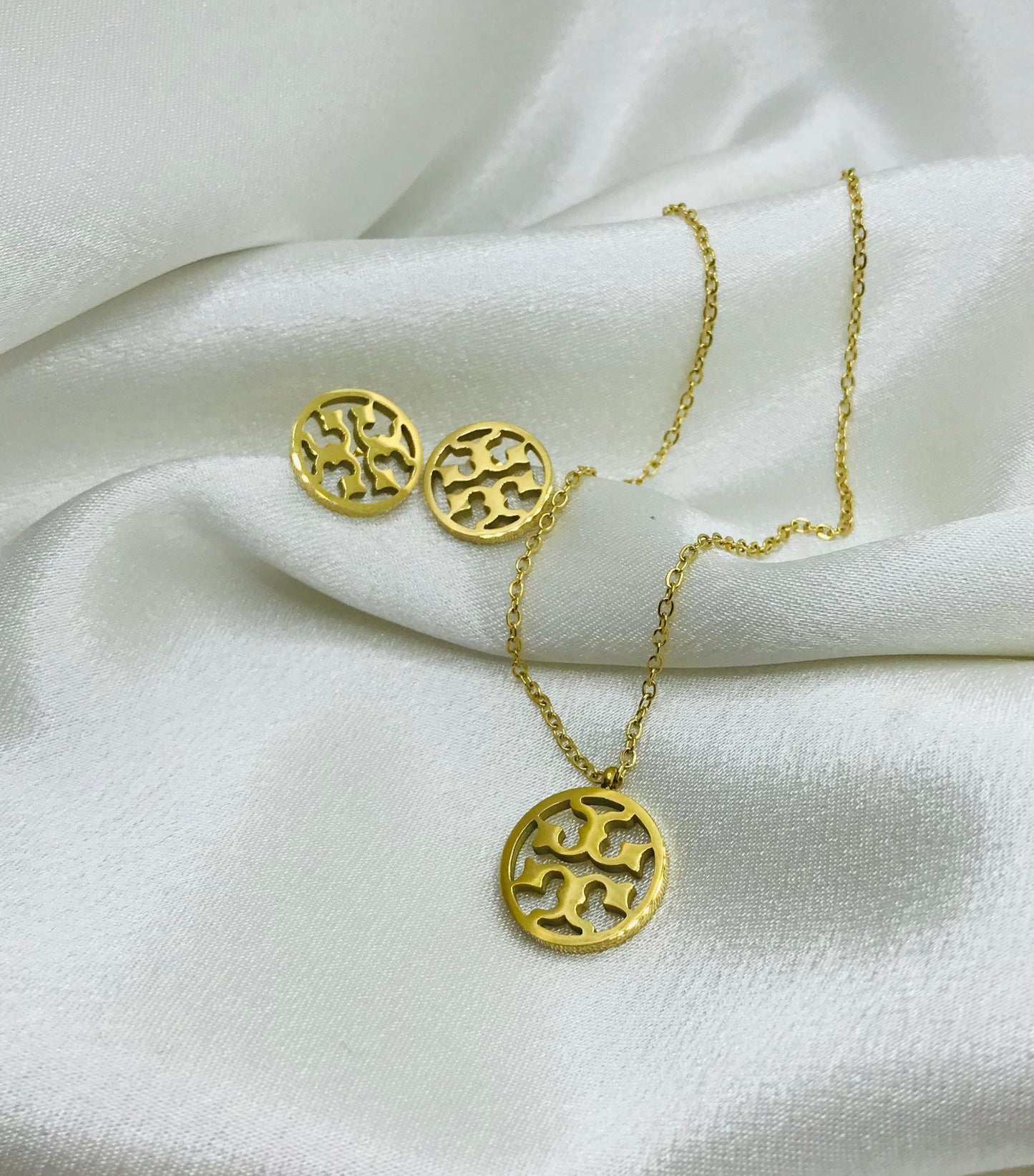 Gold-Plated Interlocking Circle Jewelry Set
