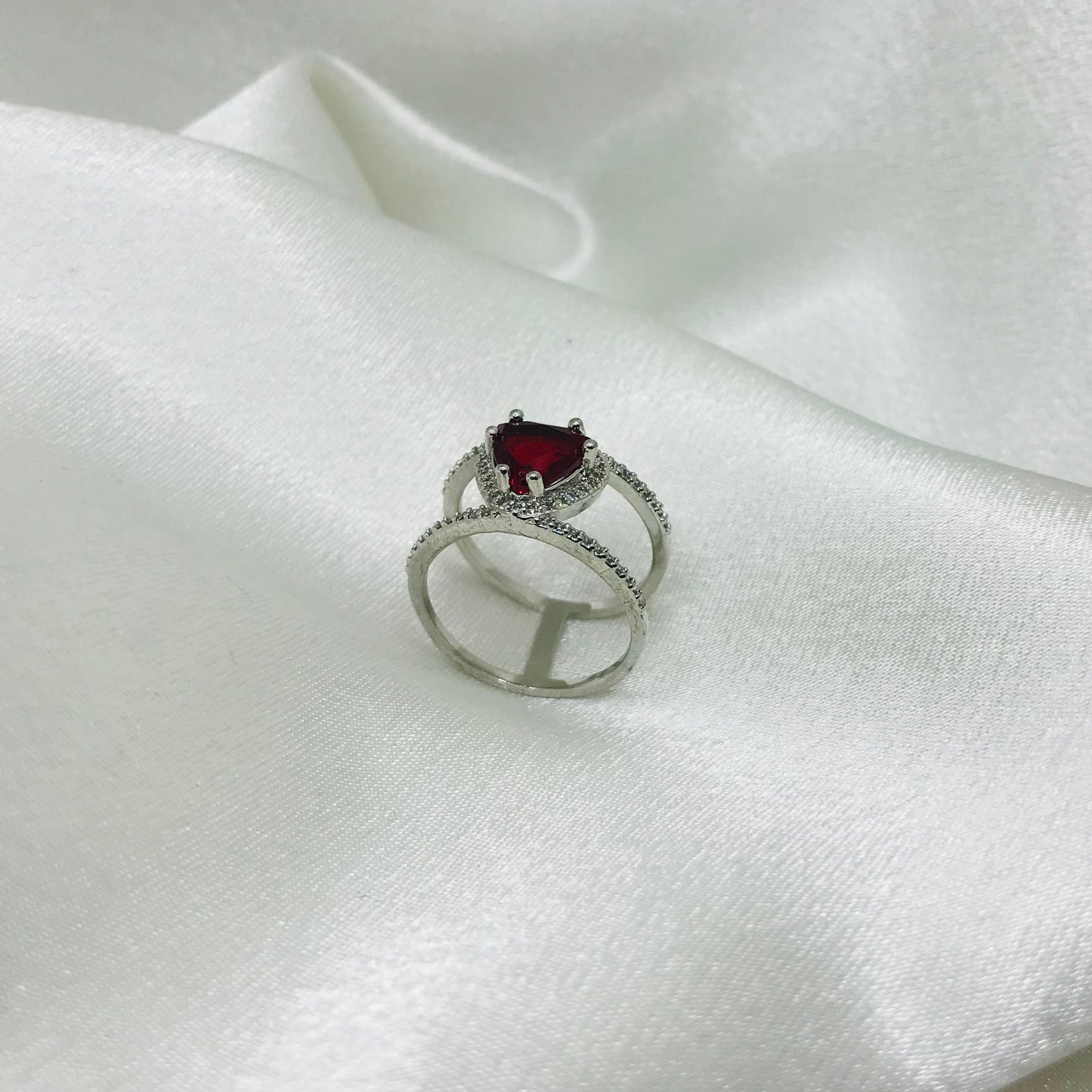Sterling Silver Heart Ruby Ring