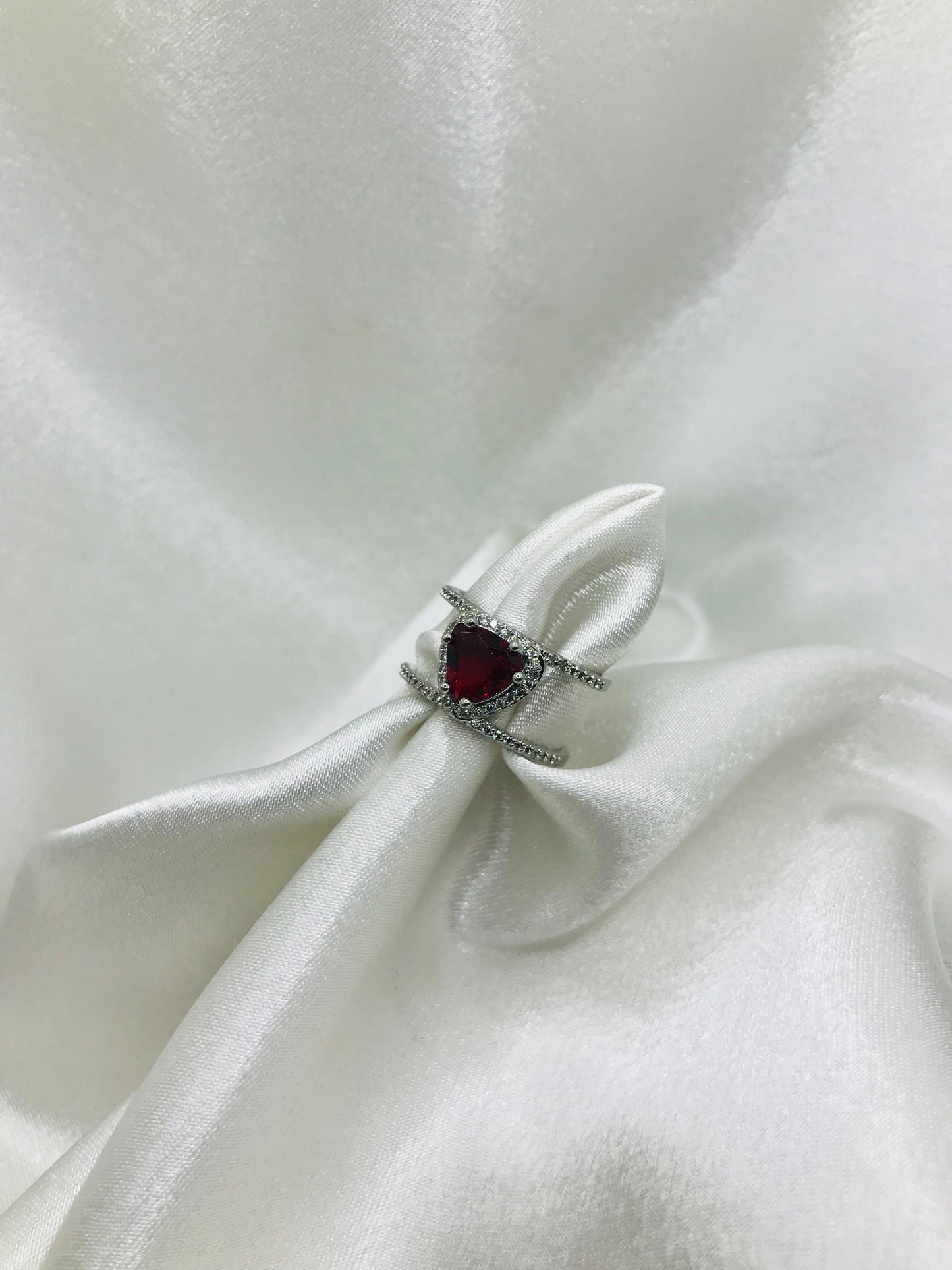 Sterling Silver Heart Ruby Ring