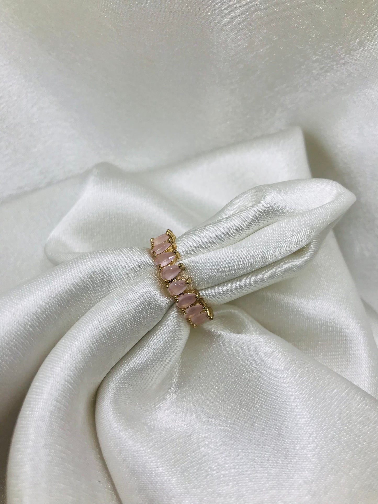 Gold Ring with Pink Gemstones