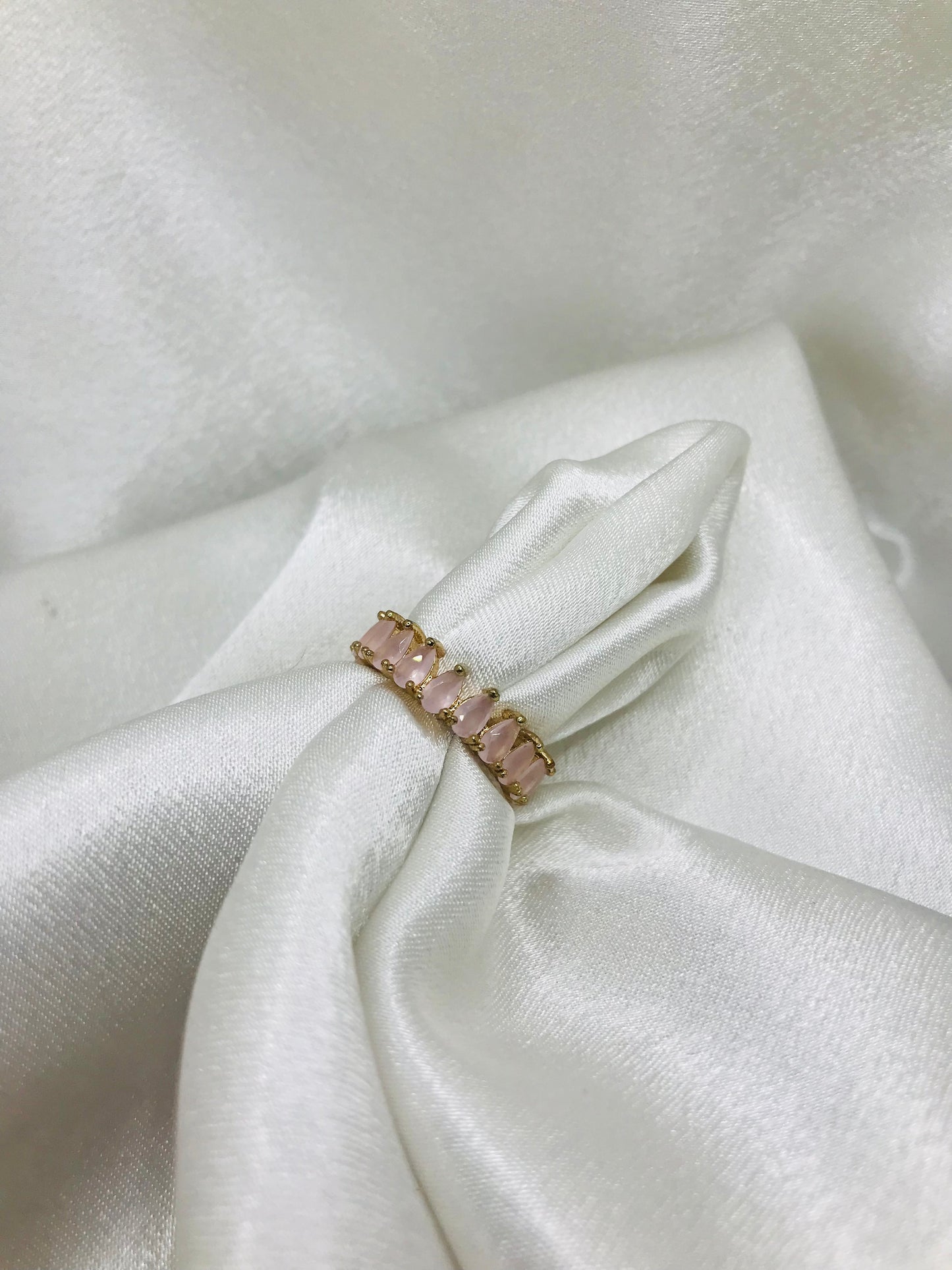 Gold Ring with Pink Gemstones