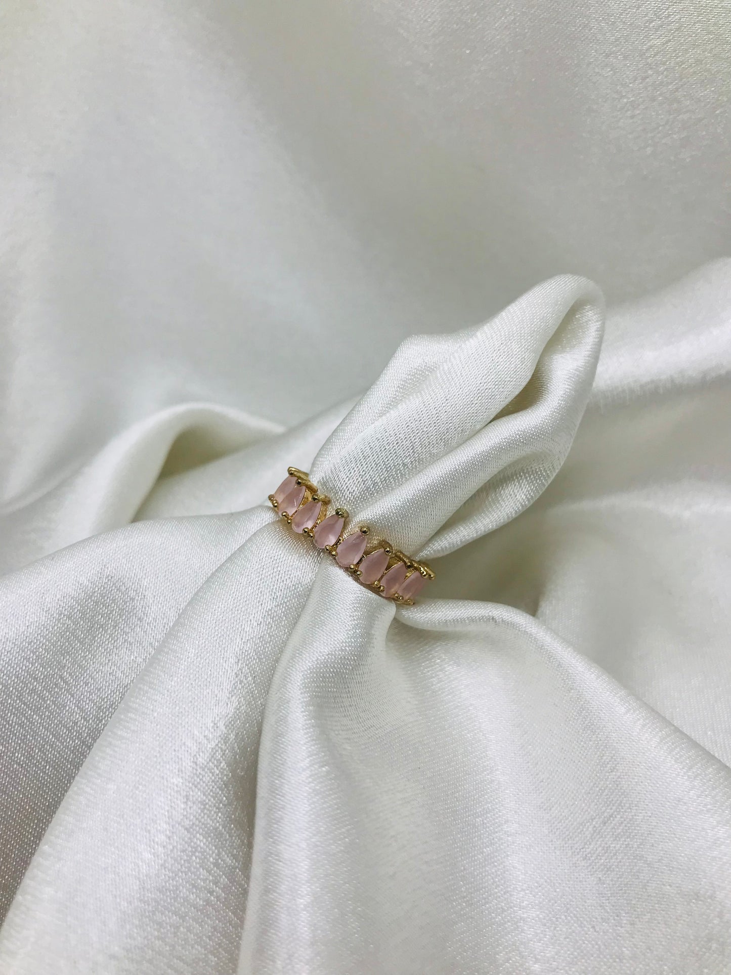 Gold Ring with Pink Gemstones