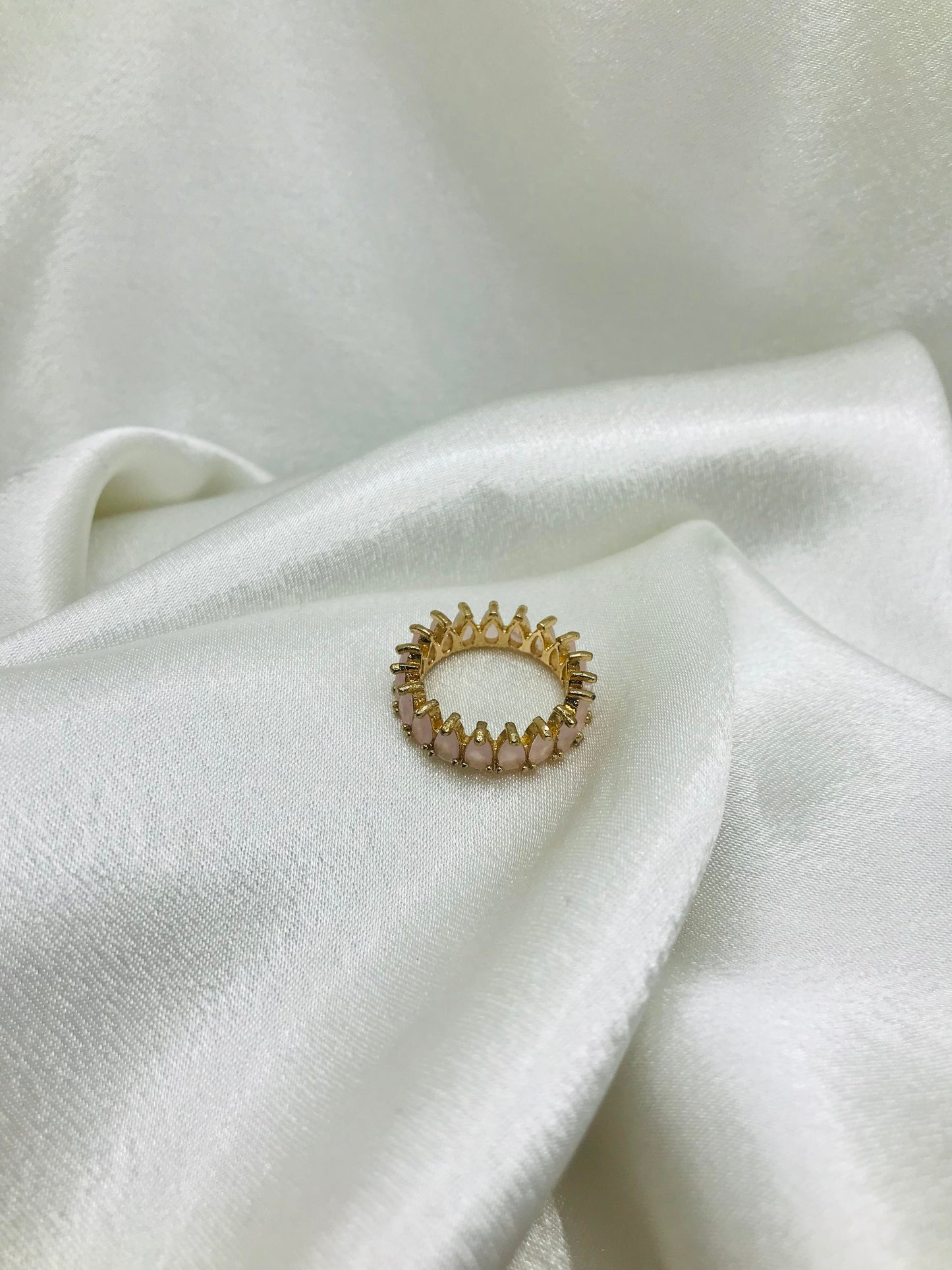 Gold Ring with Pink Gemstones