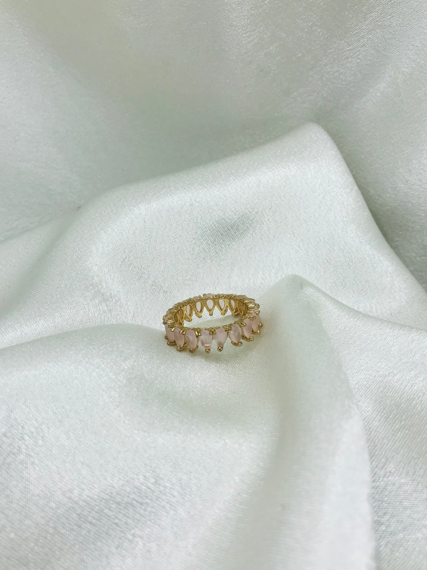 Gold Ring with Pink Gemstones