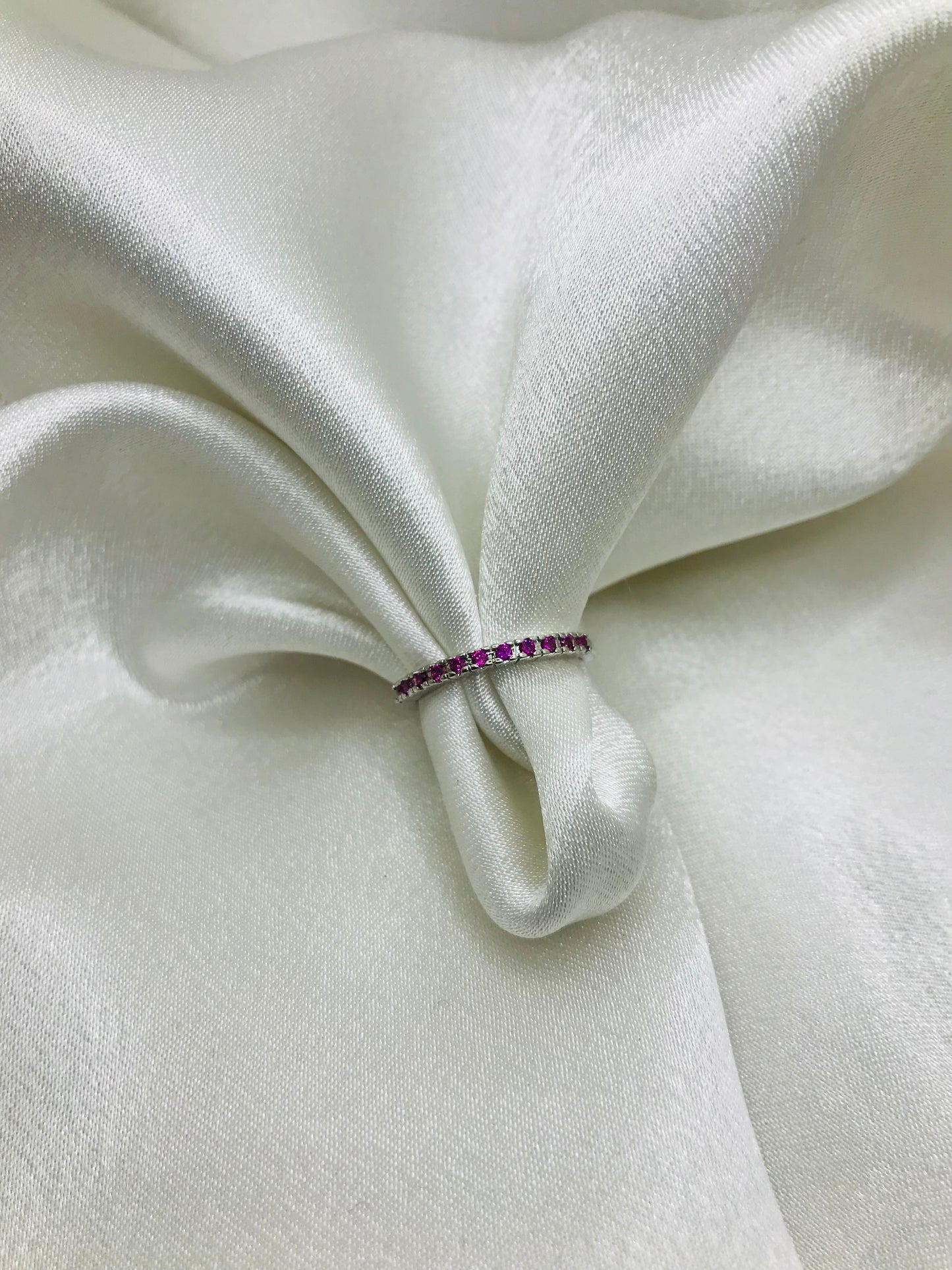 Silver Eternity Rings with Colored Gemstones