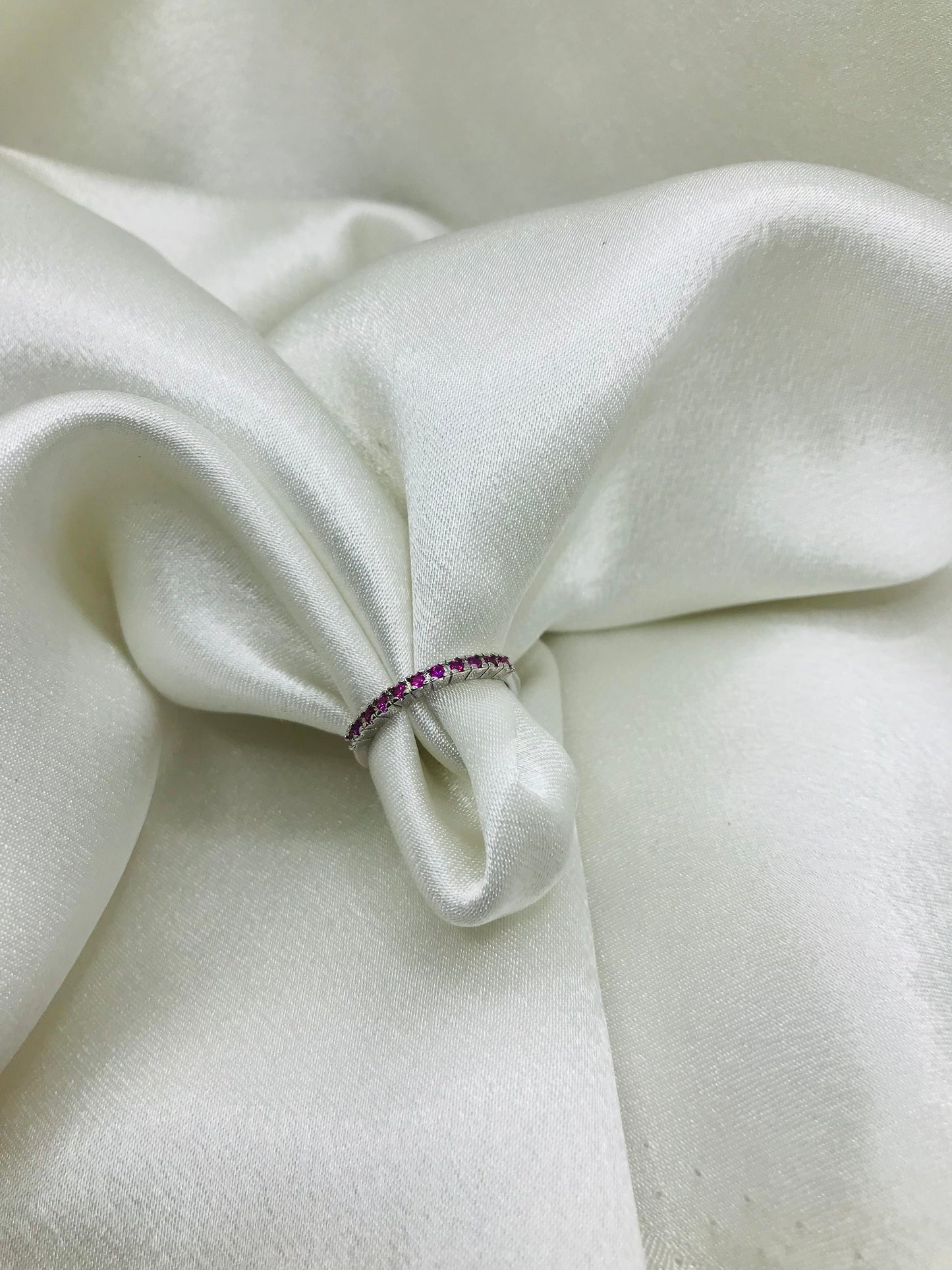 Silver Eternity Rings with Colored Gemstones