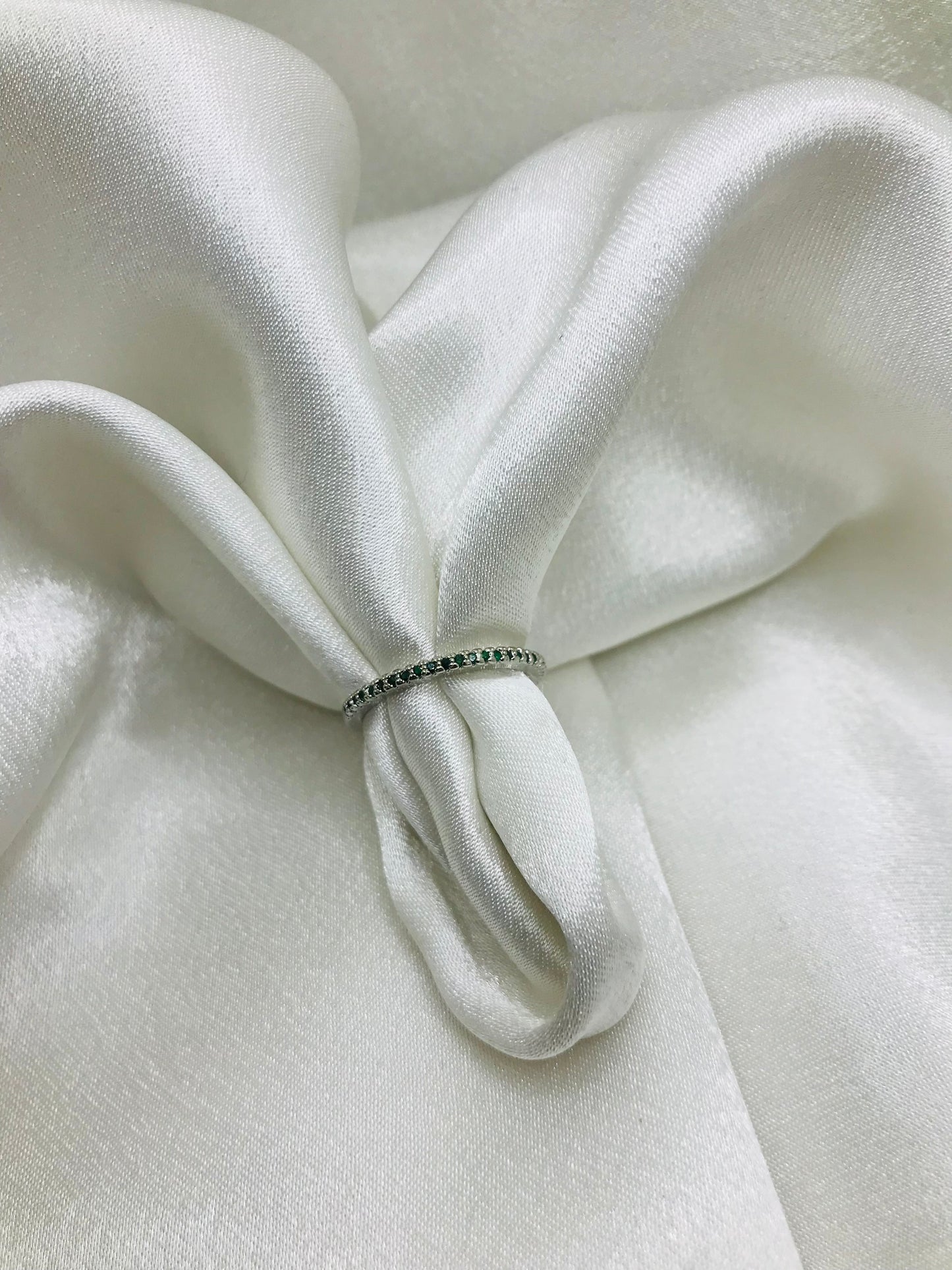Silver Eternity Rings with Colored Gemstones