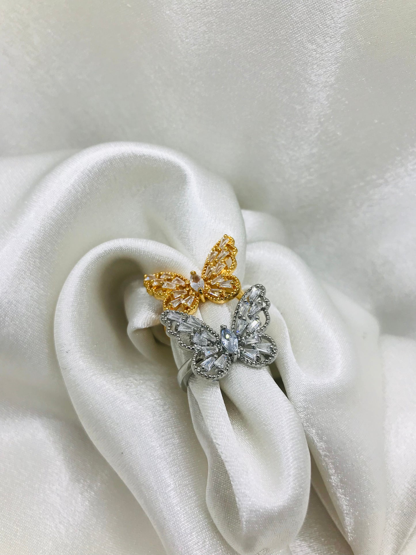 Butterfly Rings with Crystal Accents