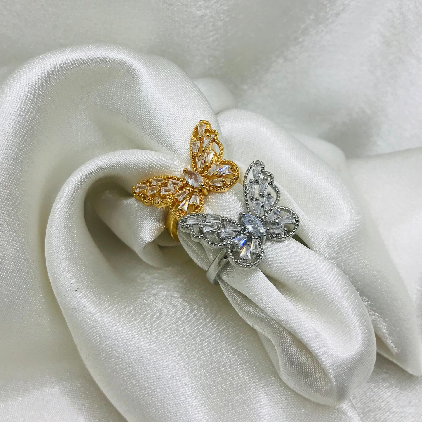 Butterfly Rings with Crystal Accents