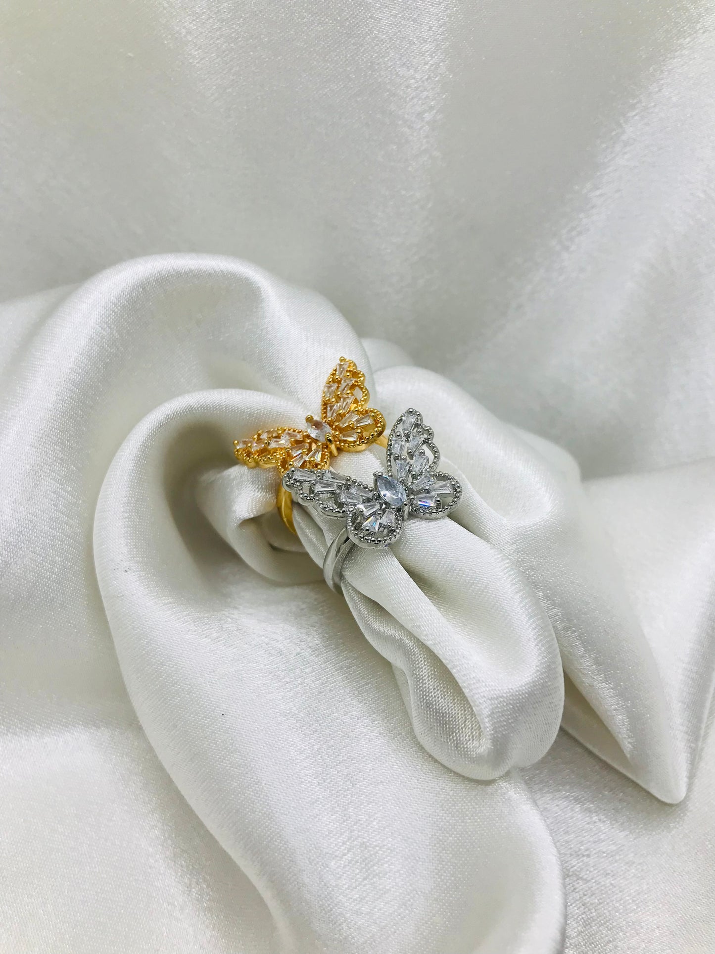 Butterfly Rings with Crystal Accents