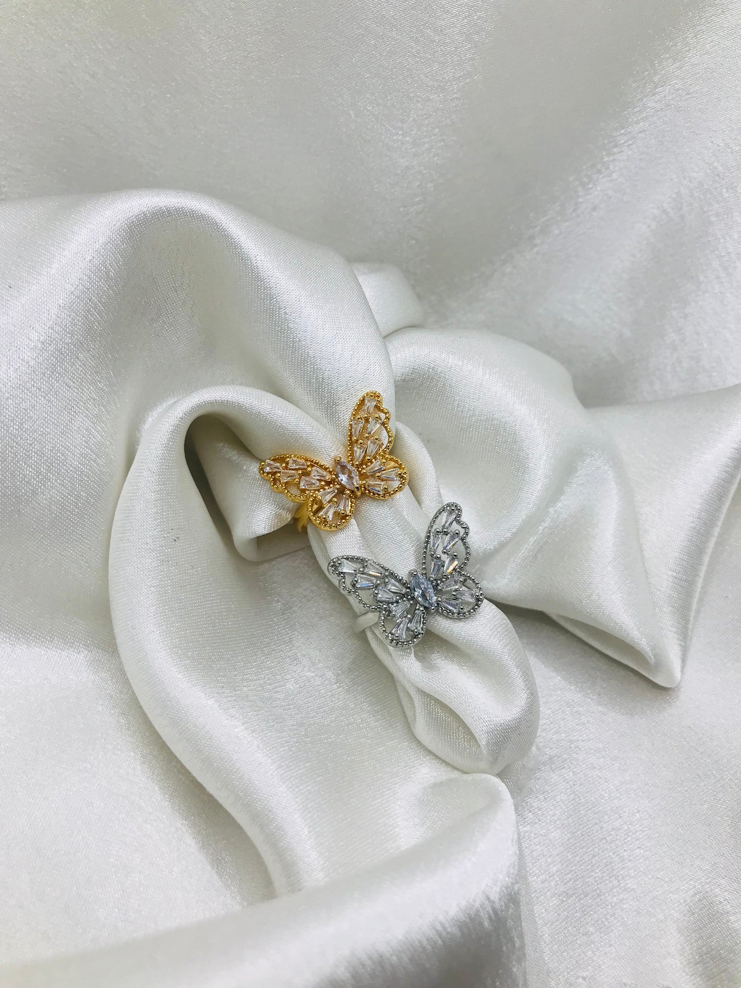 Butterfly Rings with Crystal Accents