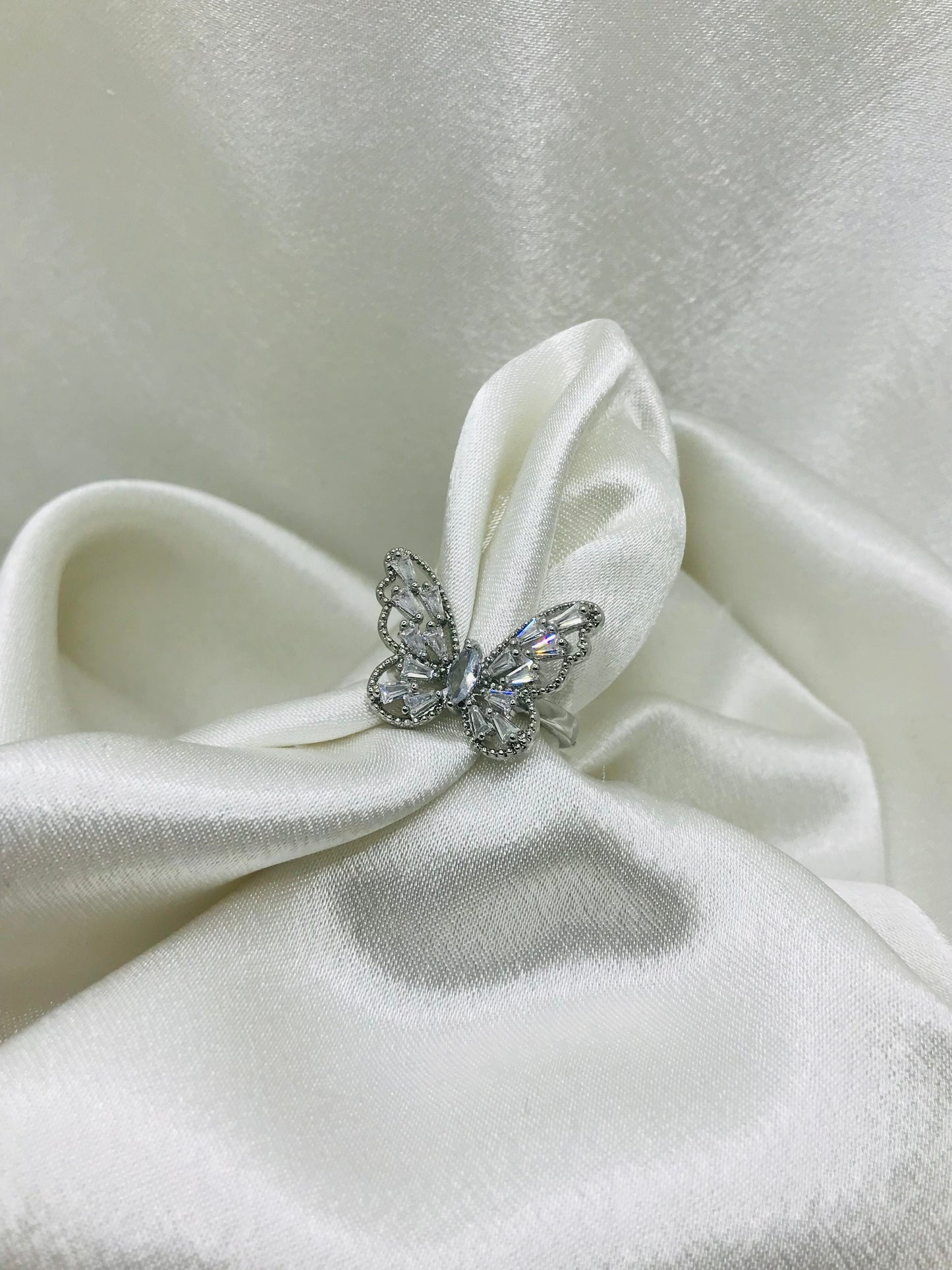 Butterfly Rings with Crystal Accents