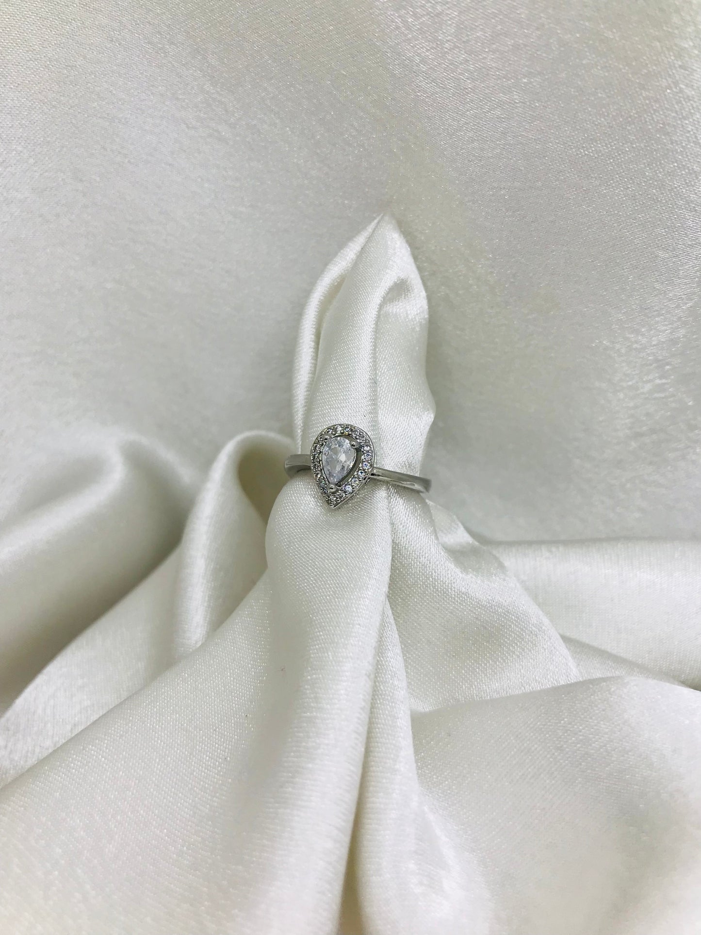 Sterling Silver Heart Halo Ring