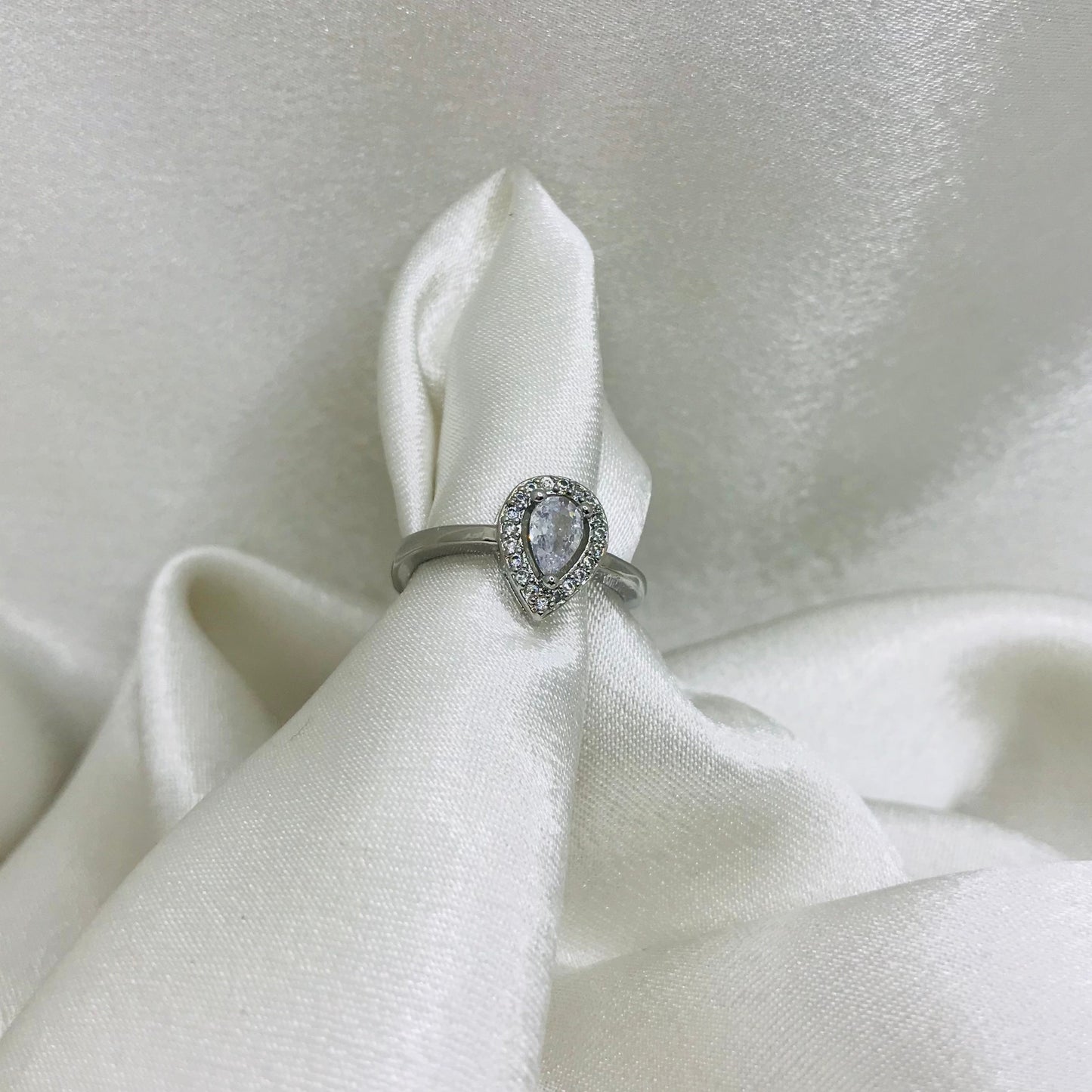 Sterling Silver Heart Halo Ring