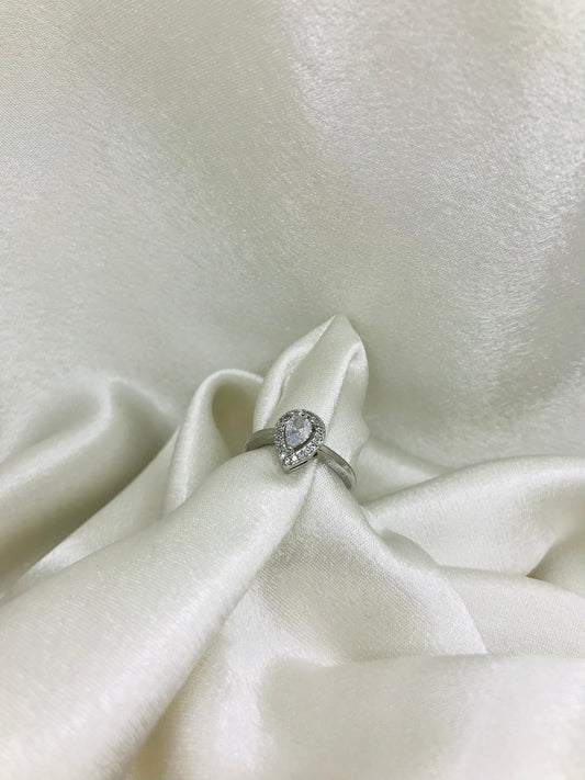 Sterling Silver Heart Halo Ring