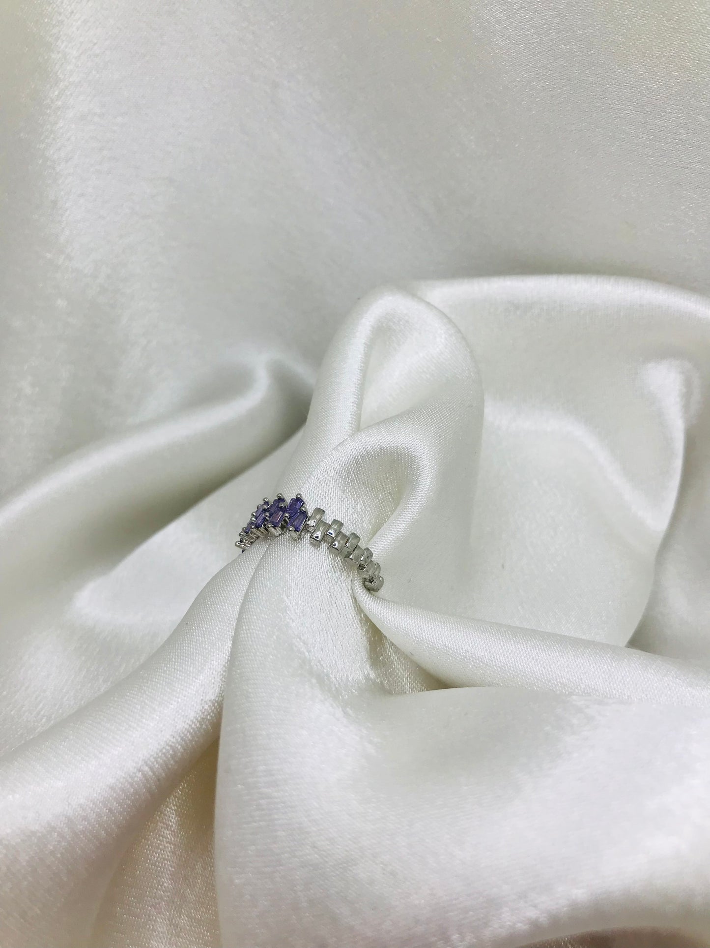 Adjustable Ring with Purple Gemstones