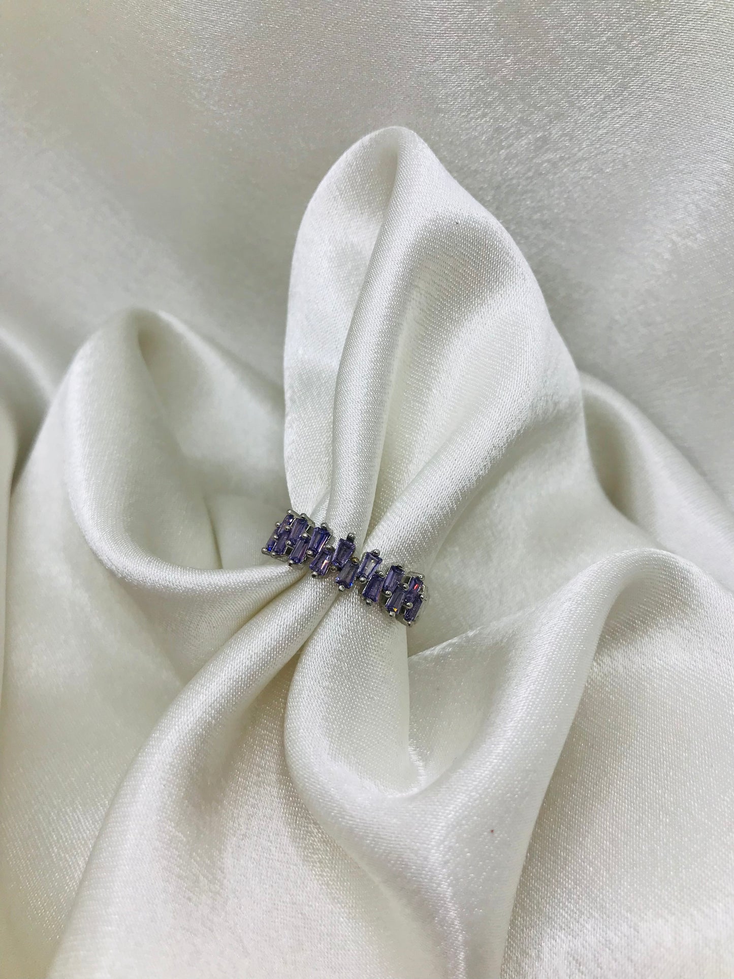 Adjustable Ring with Purple Gemstones