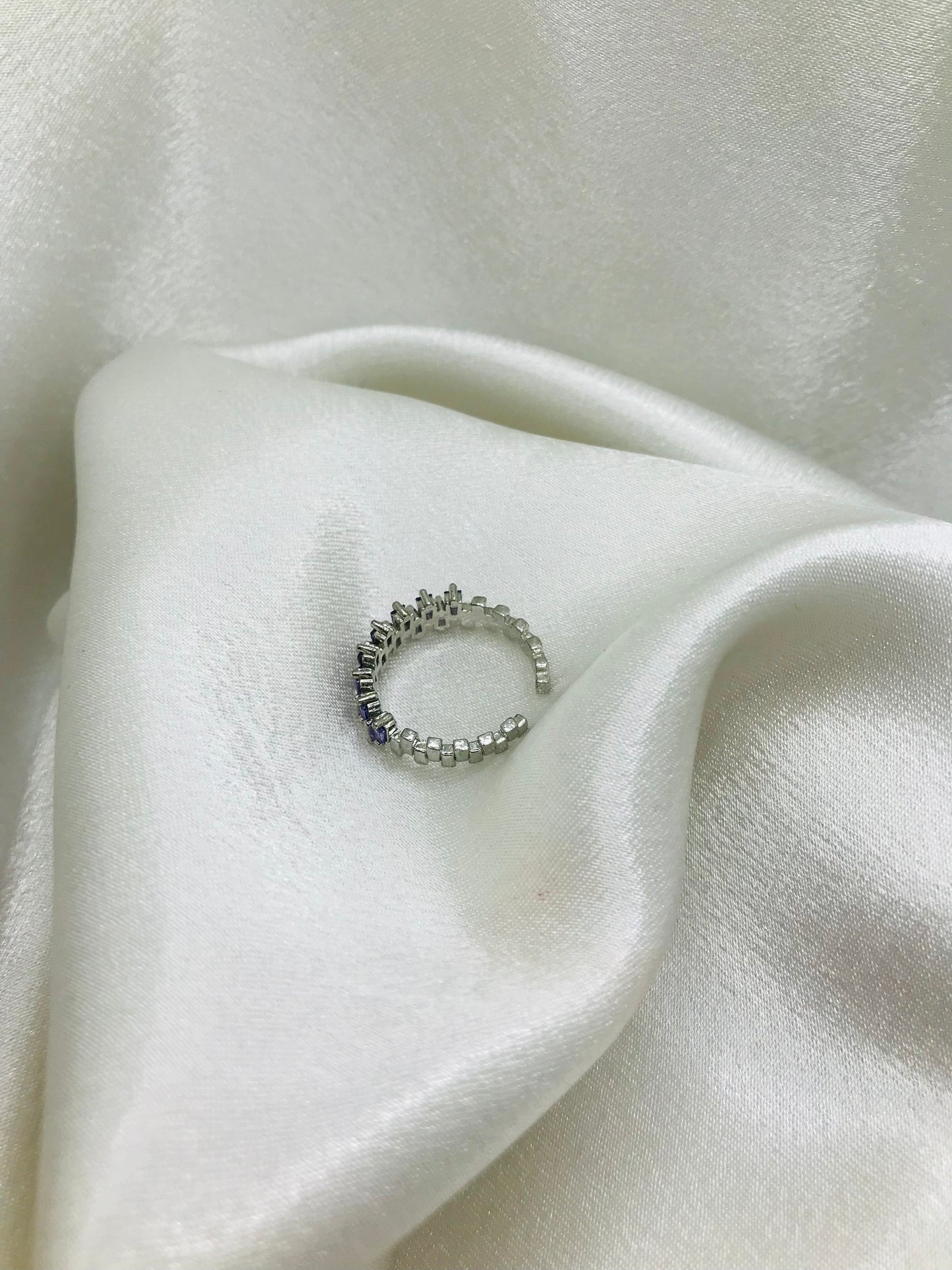 Adjustable Ring with Purple Gemstones