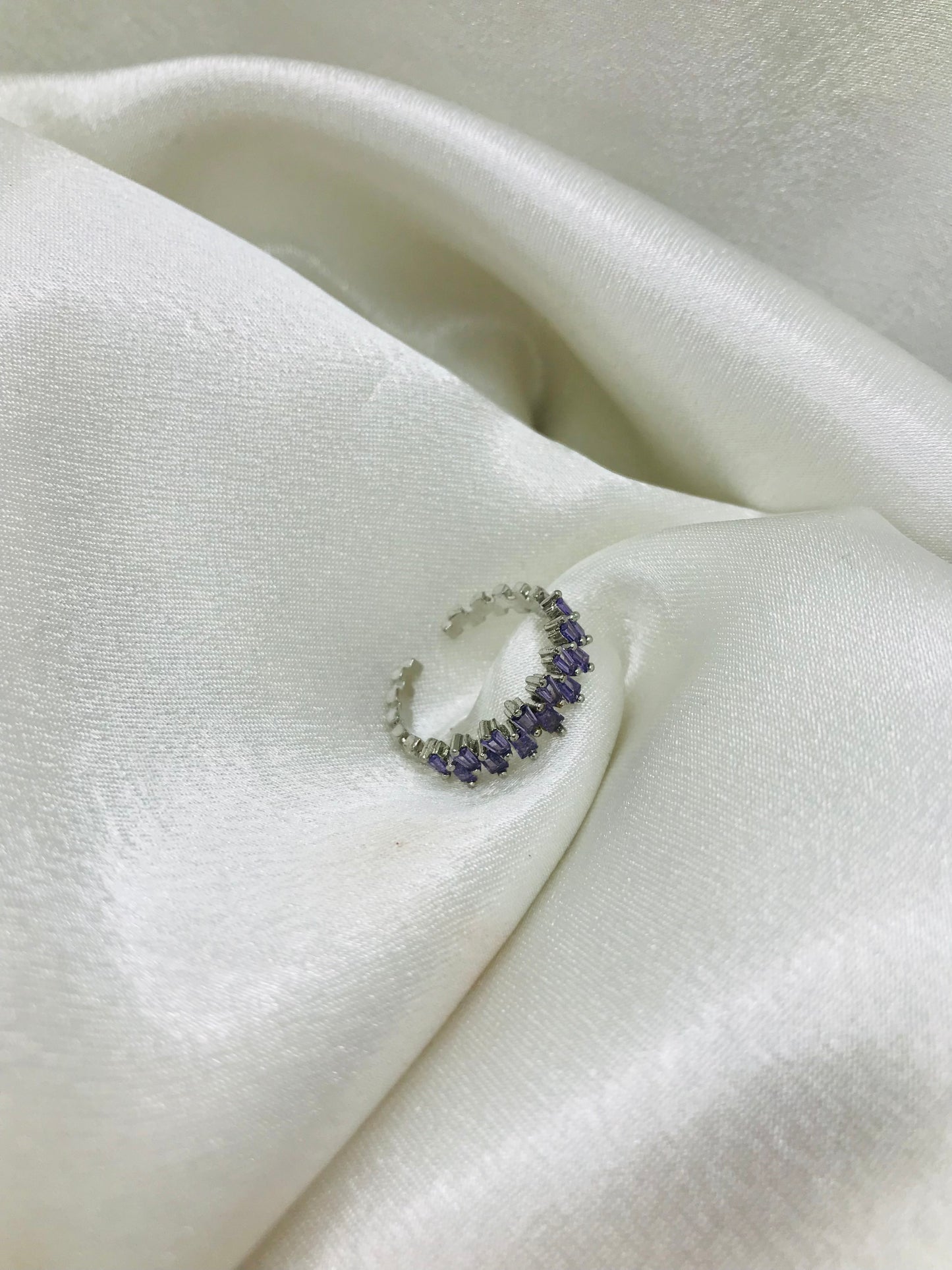 Adjustable Ring with Purple Gemstones