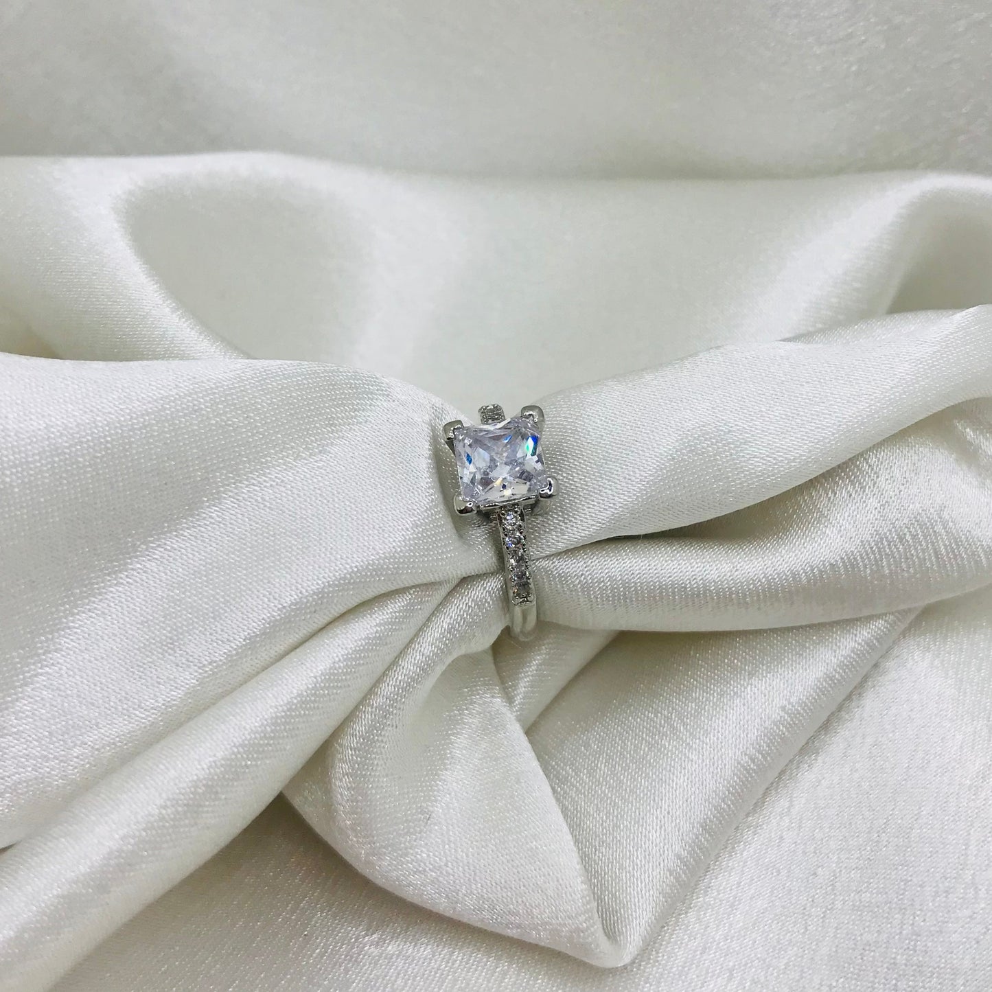 Sterling Silver Princess Cut Solitaire Ring