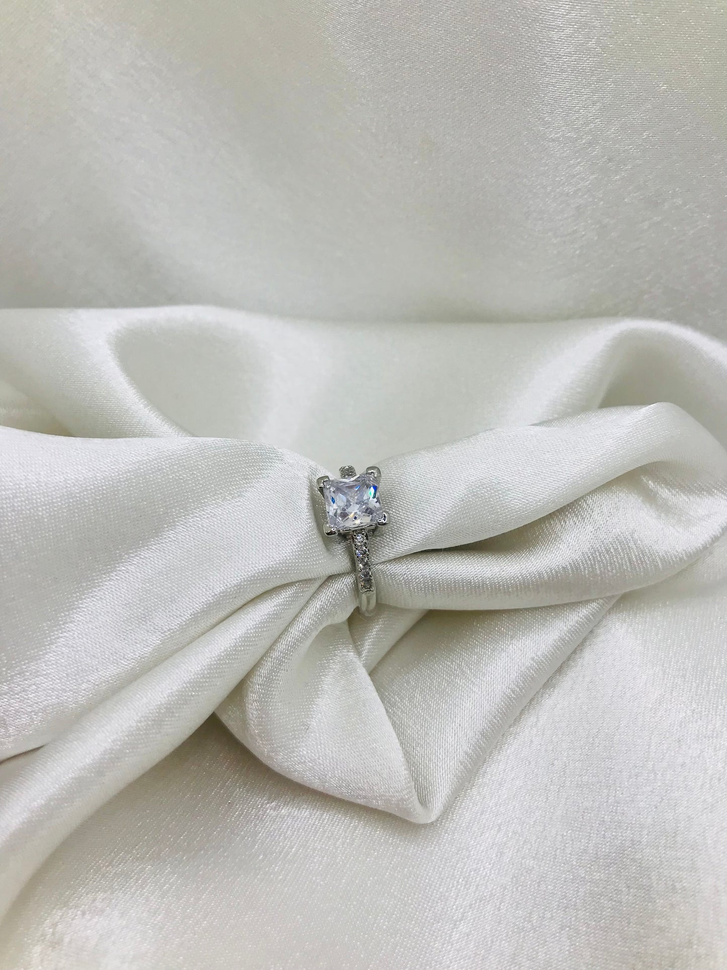 Sterling Silver Princess Cut Solitaire Ring