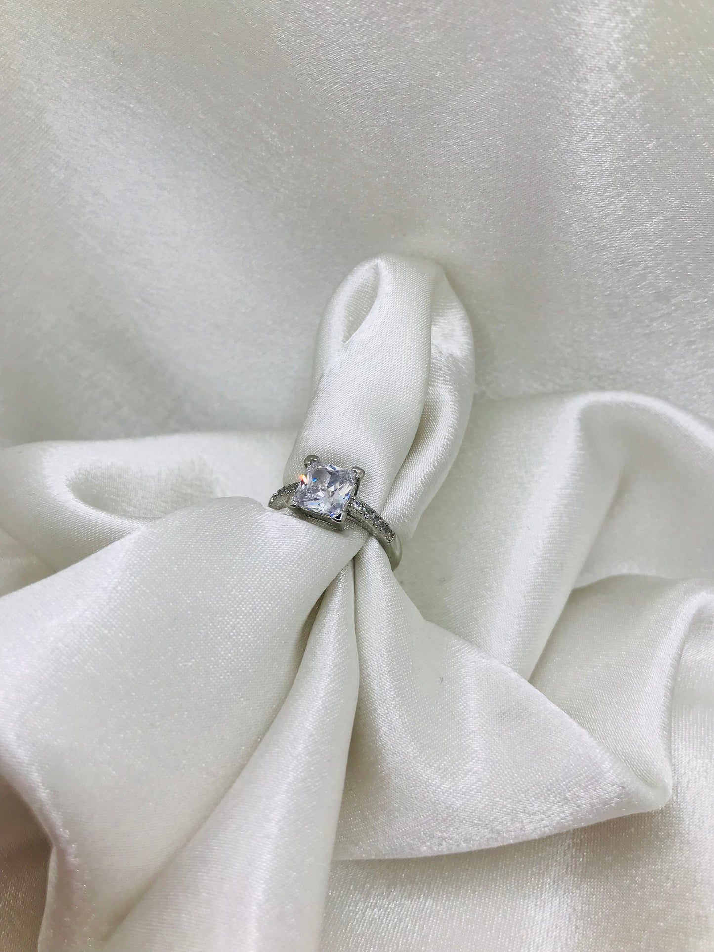 Sterling Silver Princess Cut Solitaire Ring