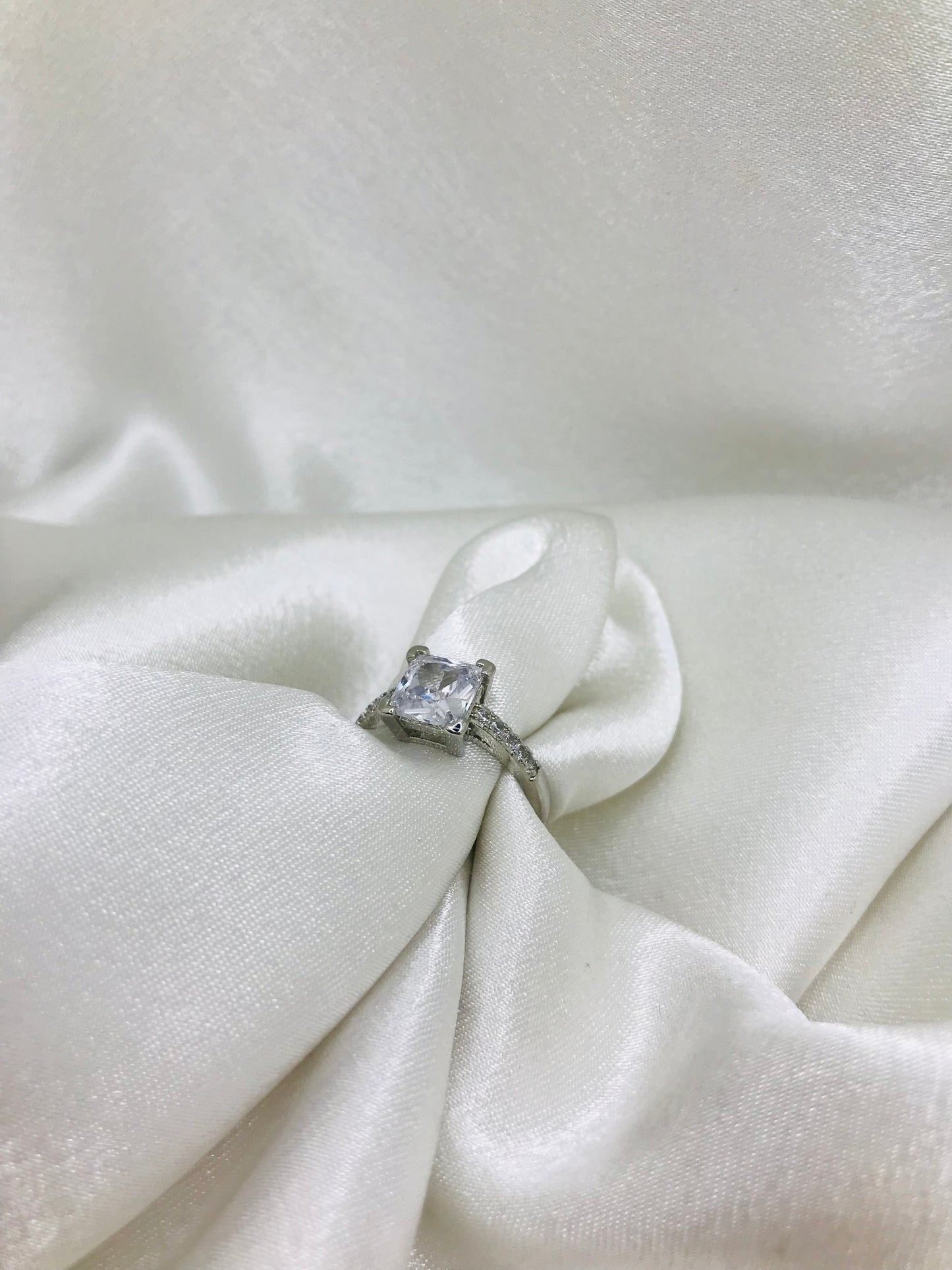 Sterling Silver Princess Cut Solitaire Ring