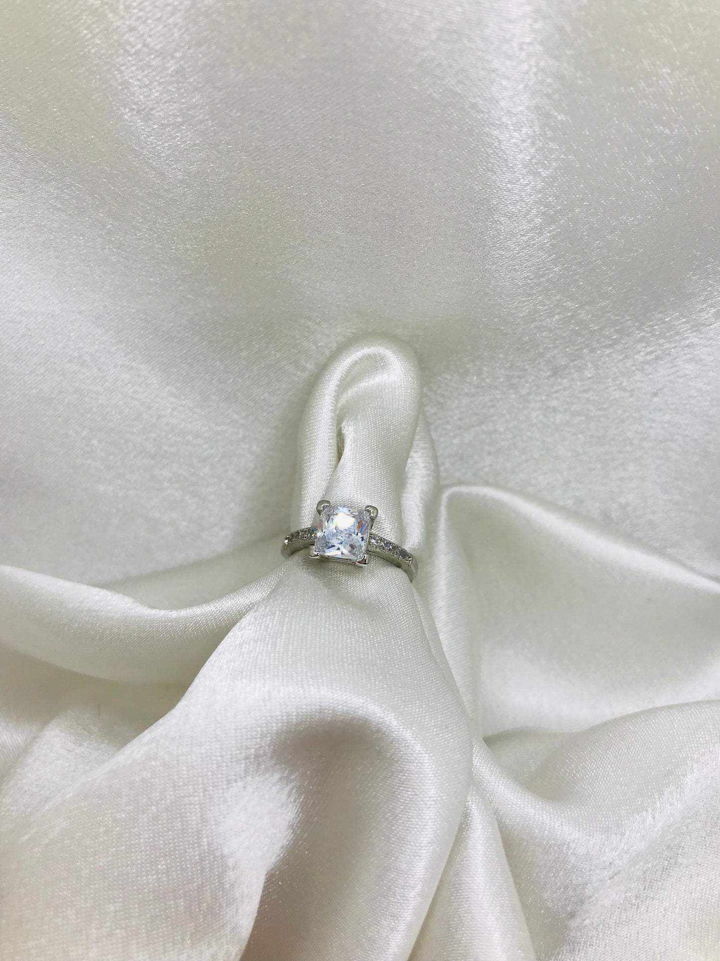 Sterling Silver Princess Cut Solitaire Ring