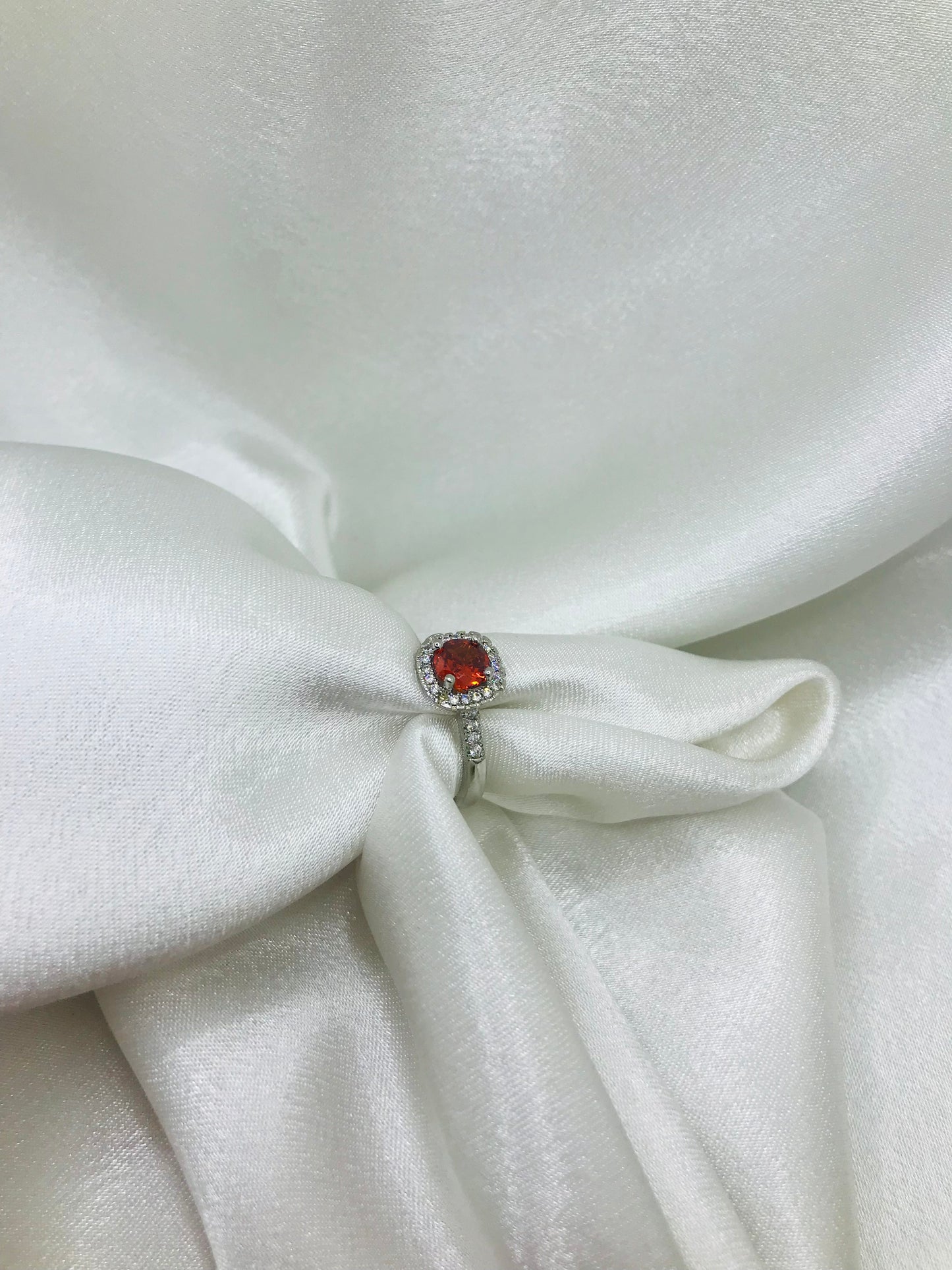 Sterling Silver Halo Gemstone Rings