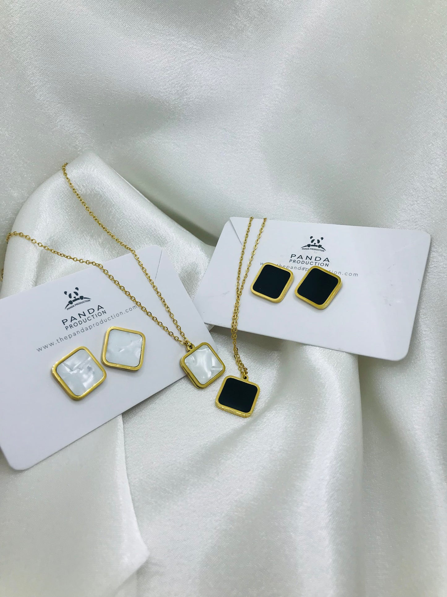 Minimal Rectangle Earring and Pendant Set