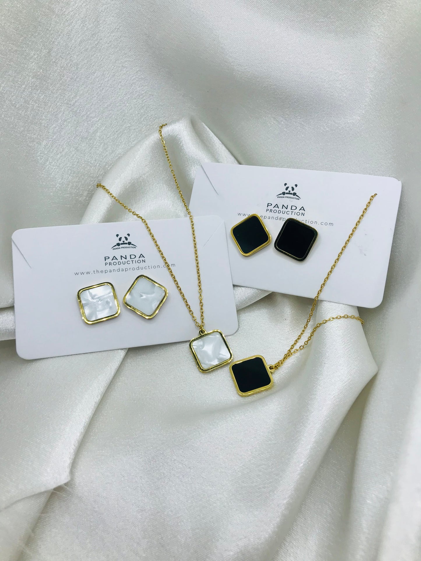 Minimal Rectangle Earring and Pendant Set