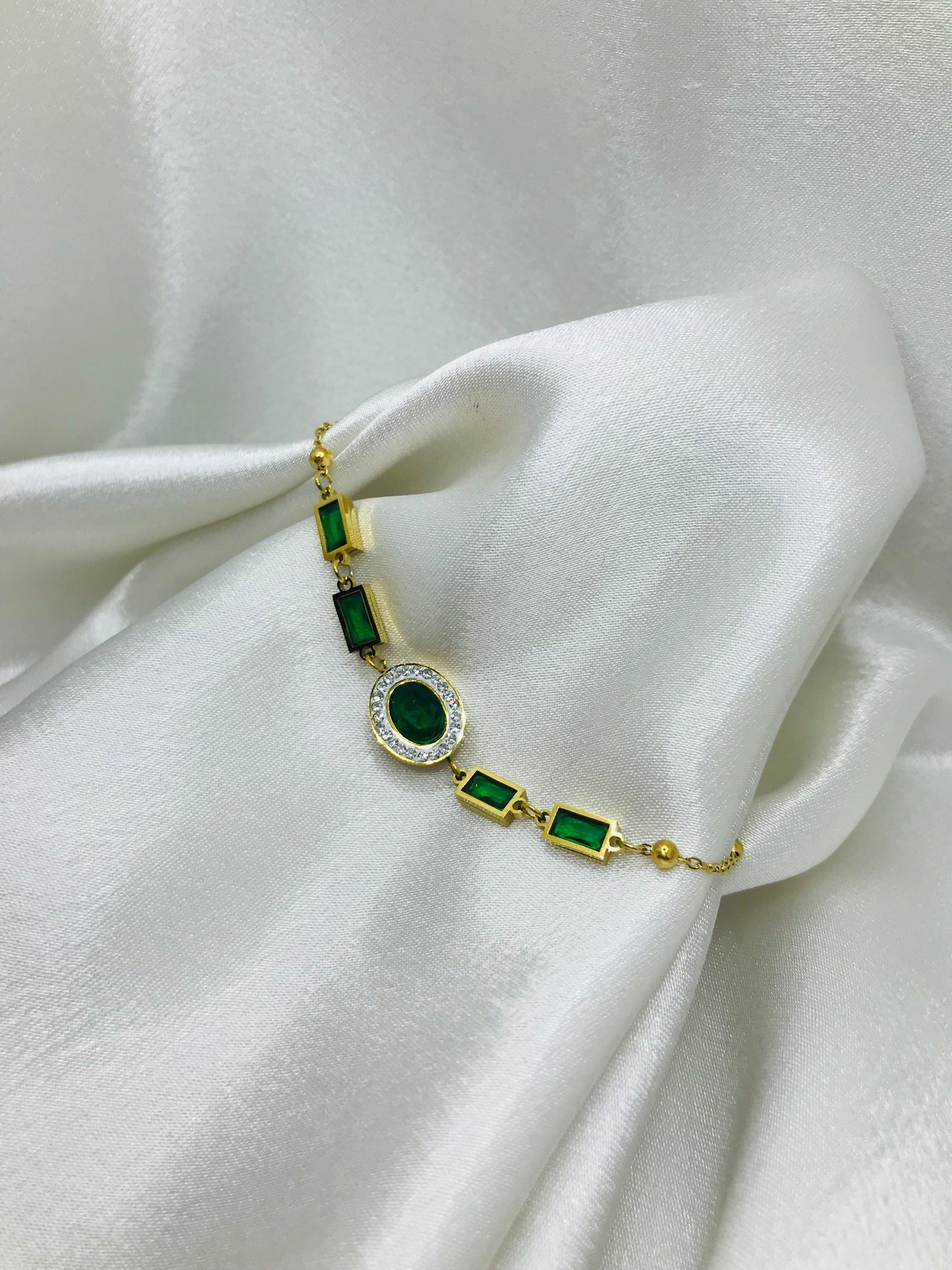 Emerald Zircon Chain Bracelet
