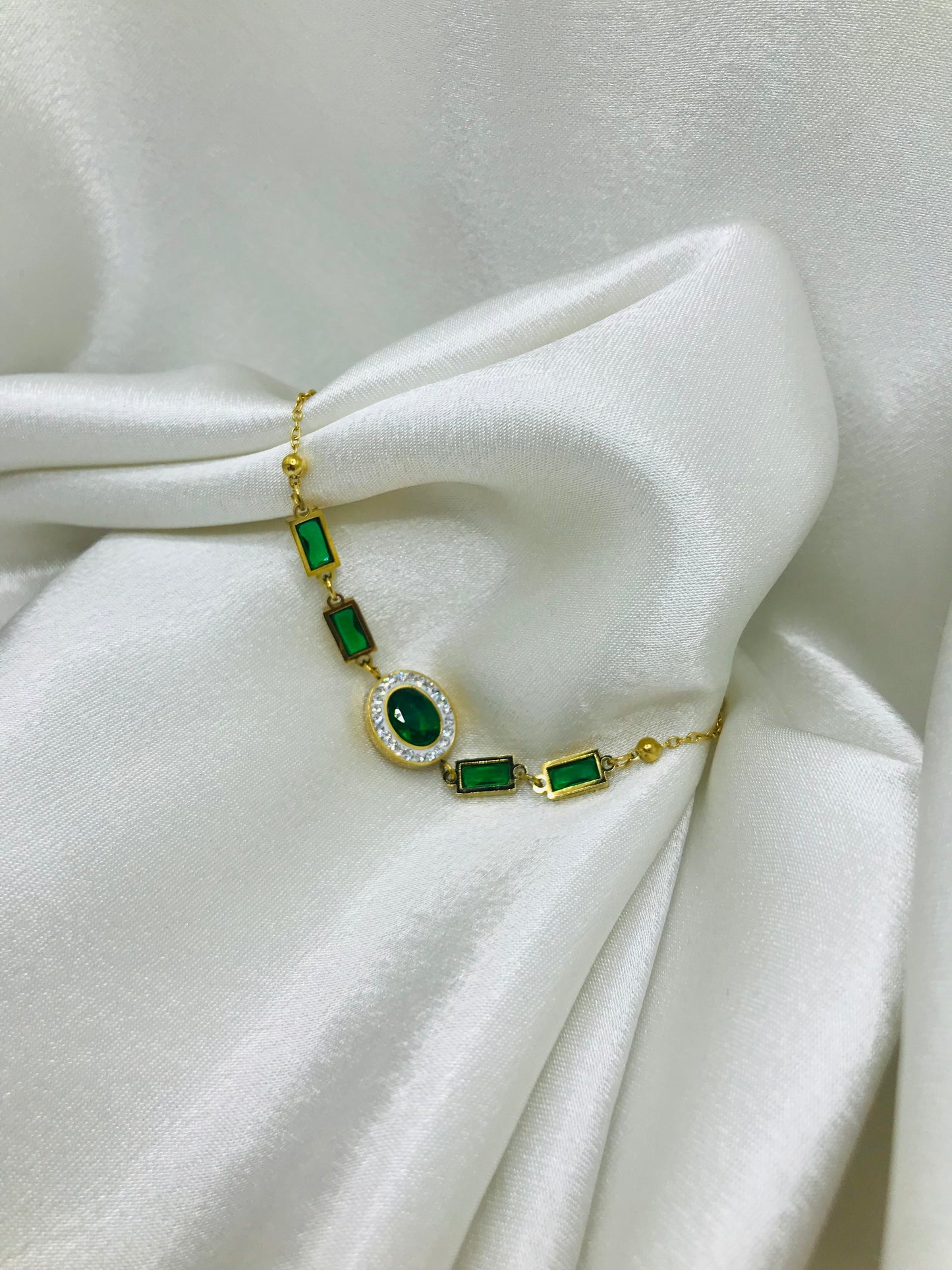 Emerald Zircon Chain Bracelet