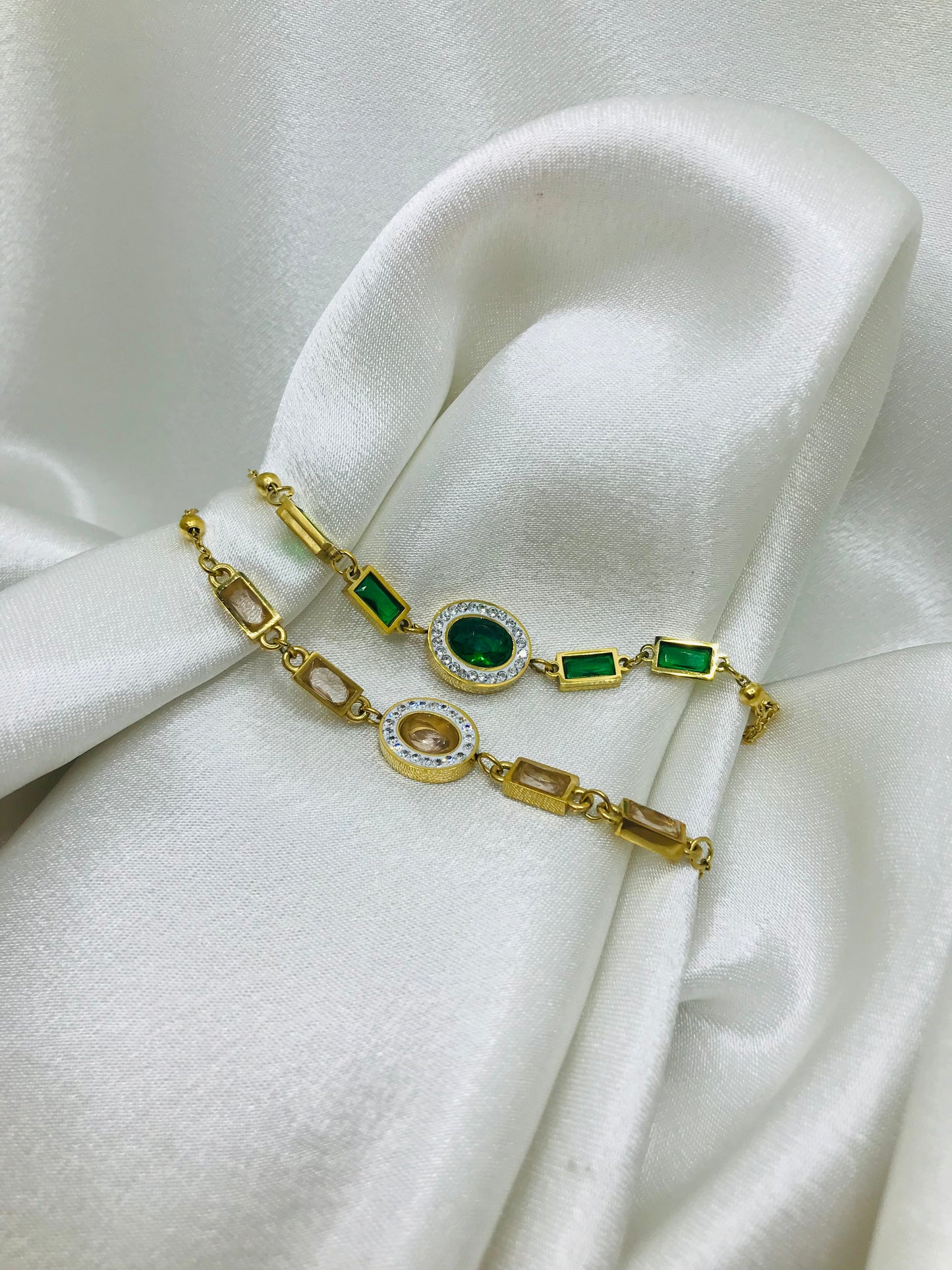 Emerald Zircon Chain Bracelet